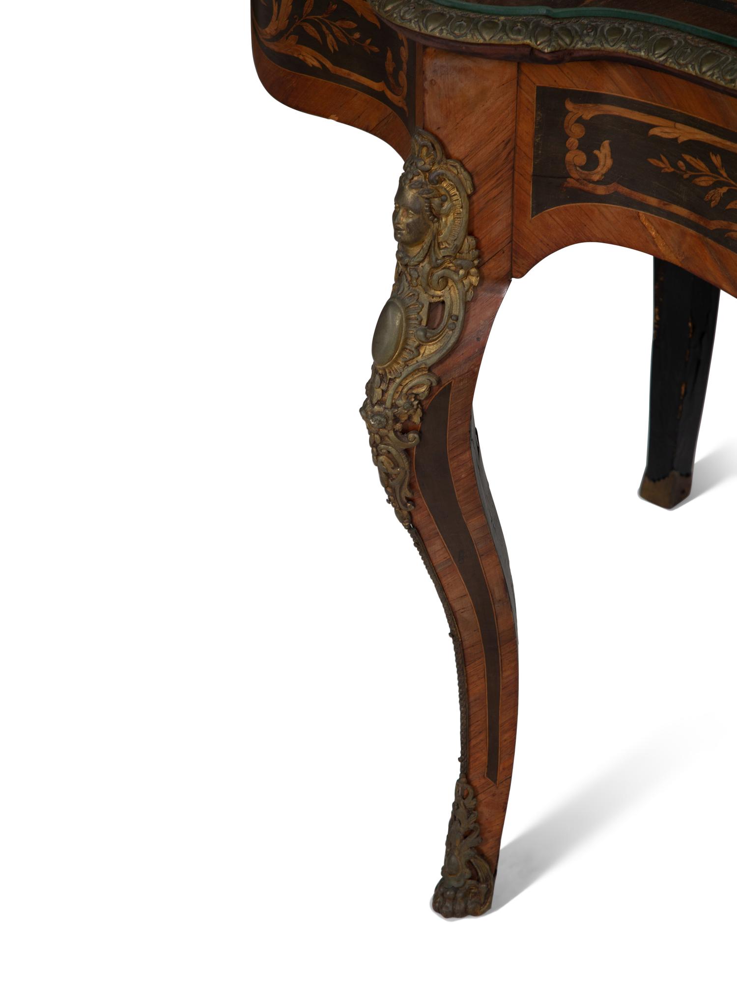An Italian Gilt Metal Mounted Marquetry Center Table