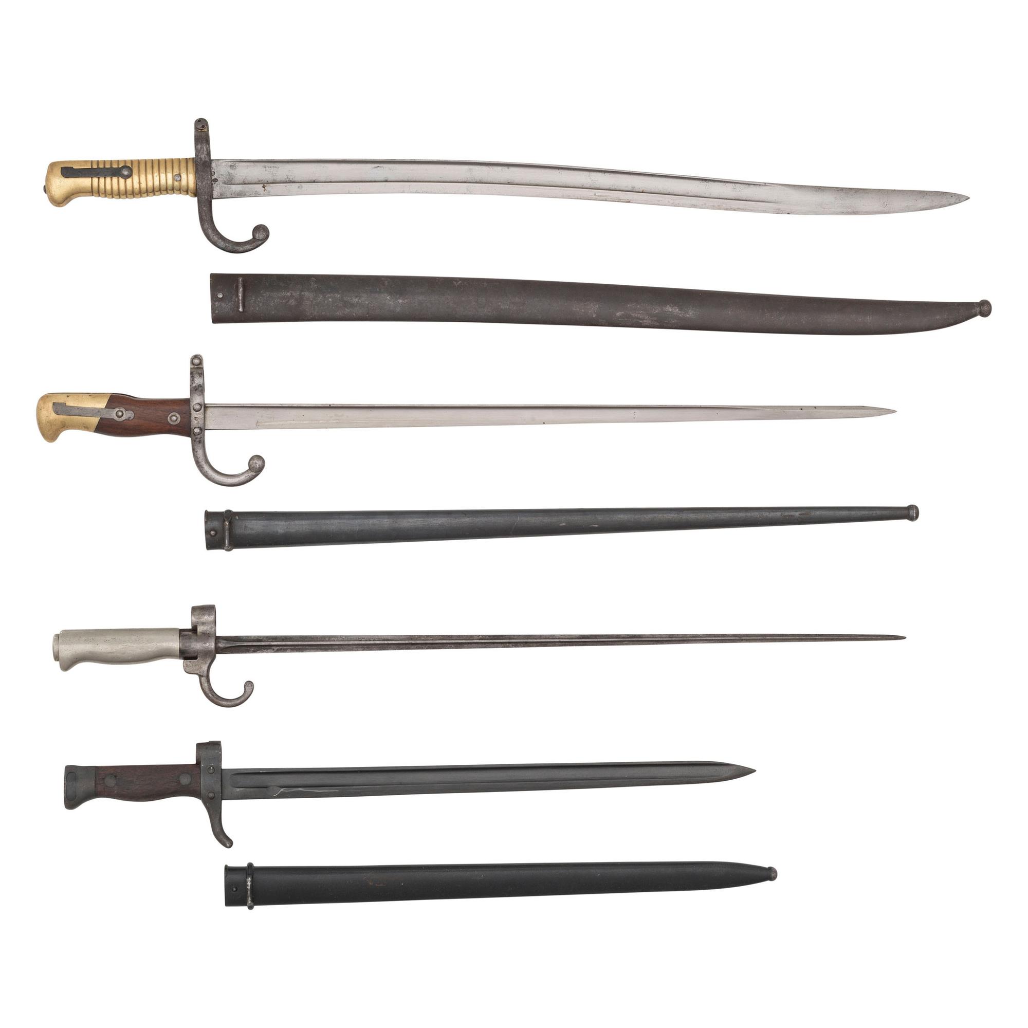 Lot of 4 French Bayonets Including: M1866, M1874, M1886, and M1892