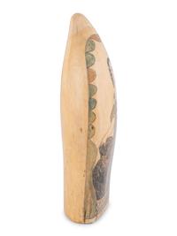 A Scrimshaw Tooth with Polychrome Portrait of a Woman and Dog
