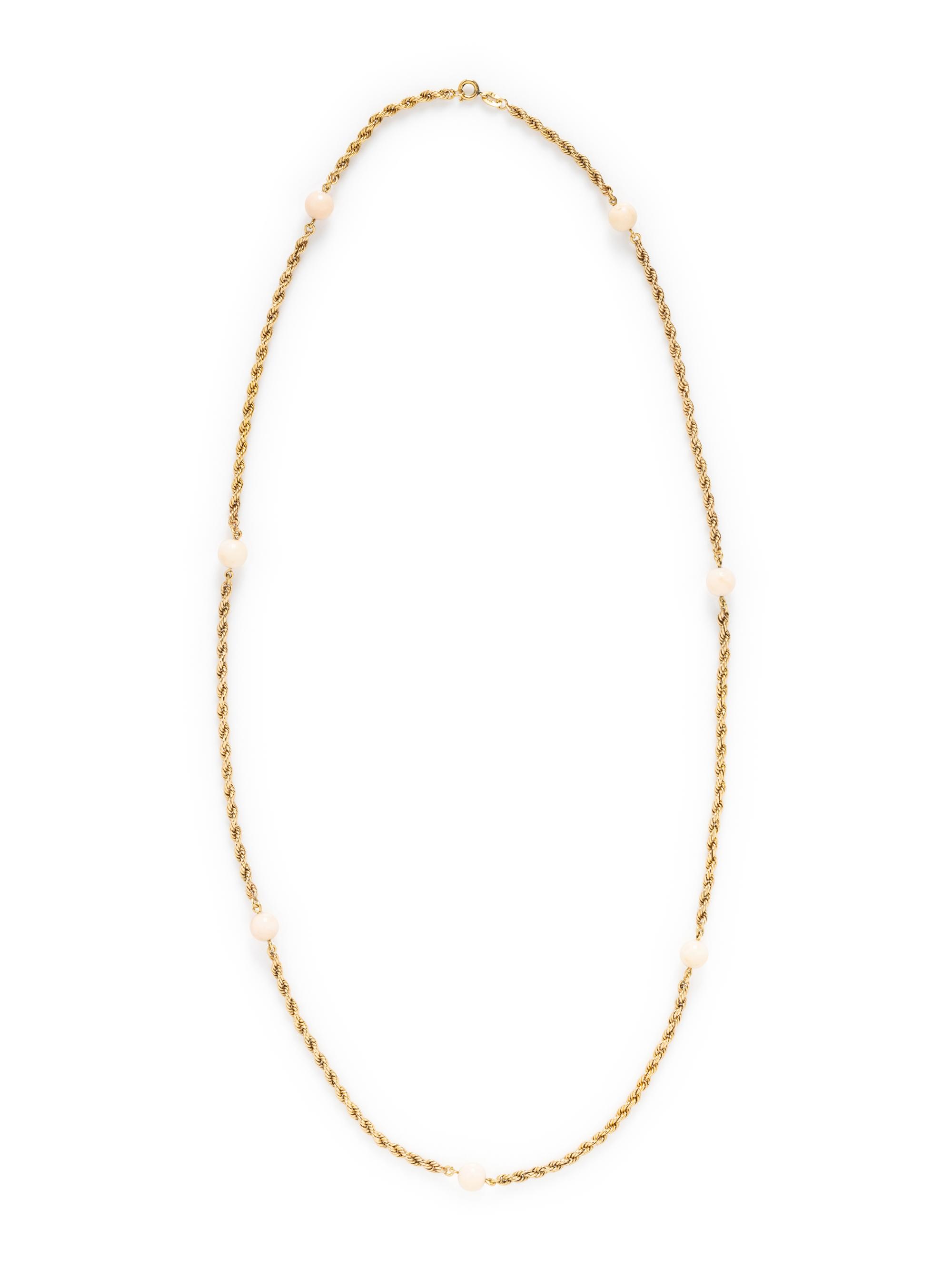 YELLOW GOLD AND ANGEL SKIN CORAL NECKLACE