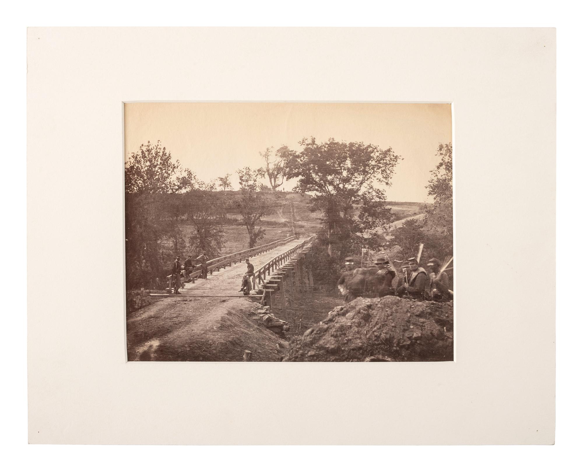 [CIVIL WAR]. A group of 2 photographs from Alexander Gardner's Sketch Book of the Civil War , incl. Ruins at Manassas, and Chesterfield Bridge, Anna River.