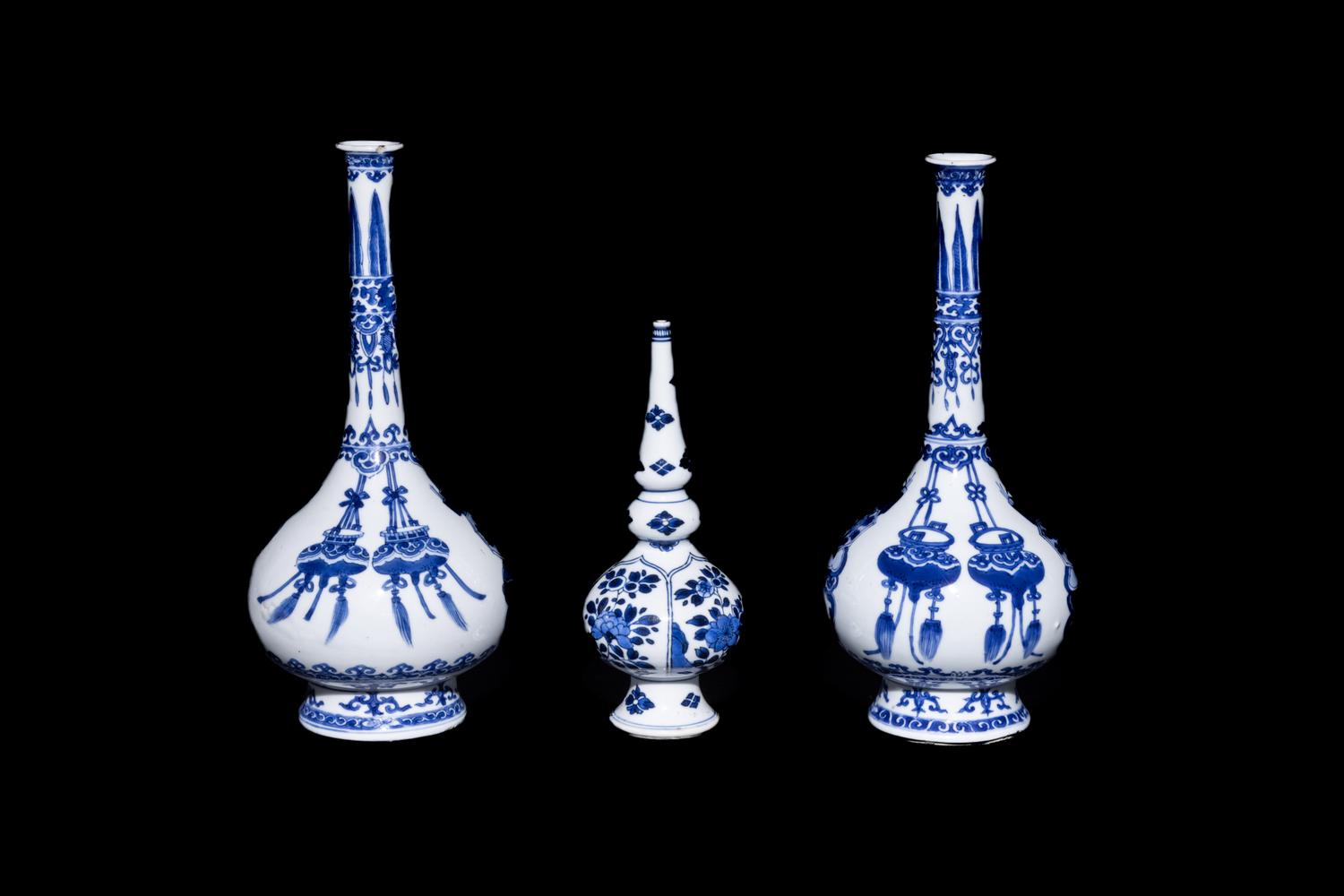 Three Chinese Blue and White Porcelain Vases