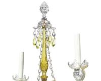 A Pair of George III Citrine and Colorless Cut-Glass Girandoles