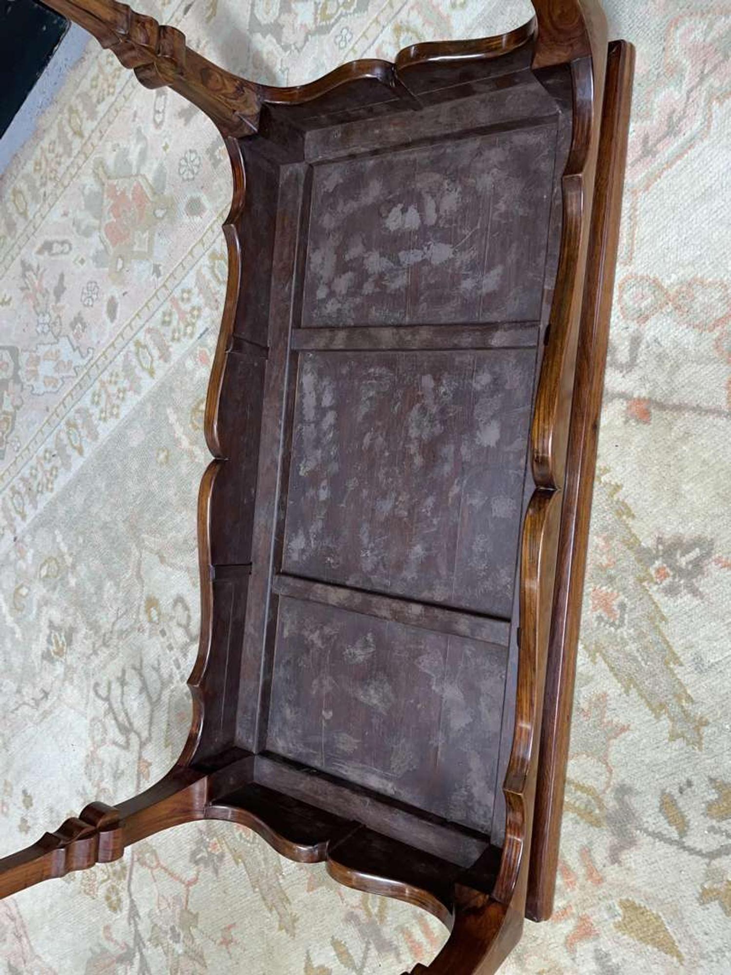 A Chinese Ming dynasty style carved hardwood low table 明式硬木矮方桌