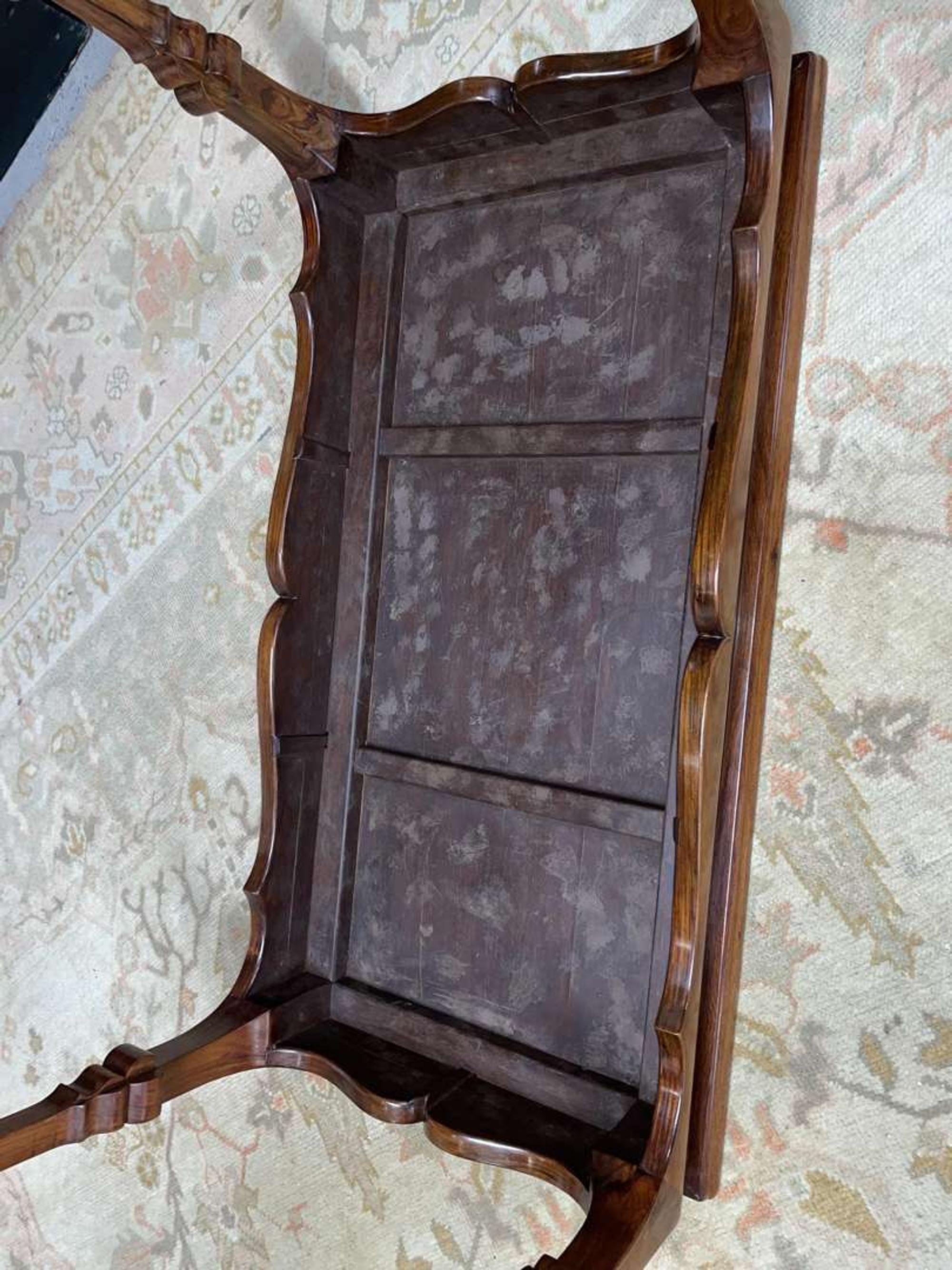 A Chinese Ming dynasty style carved hardwood low table 明式硬木矮方桌