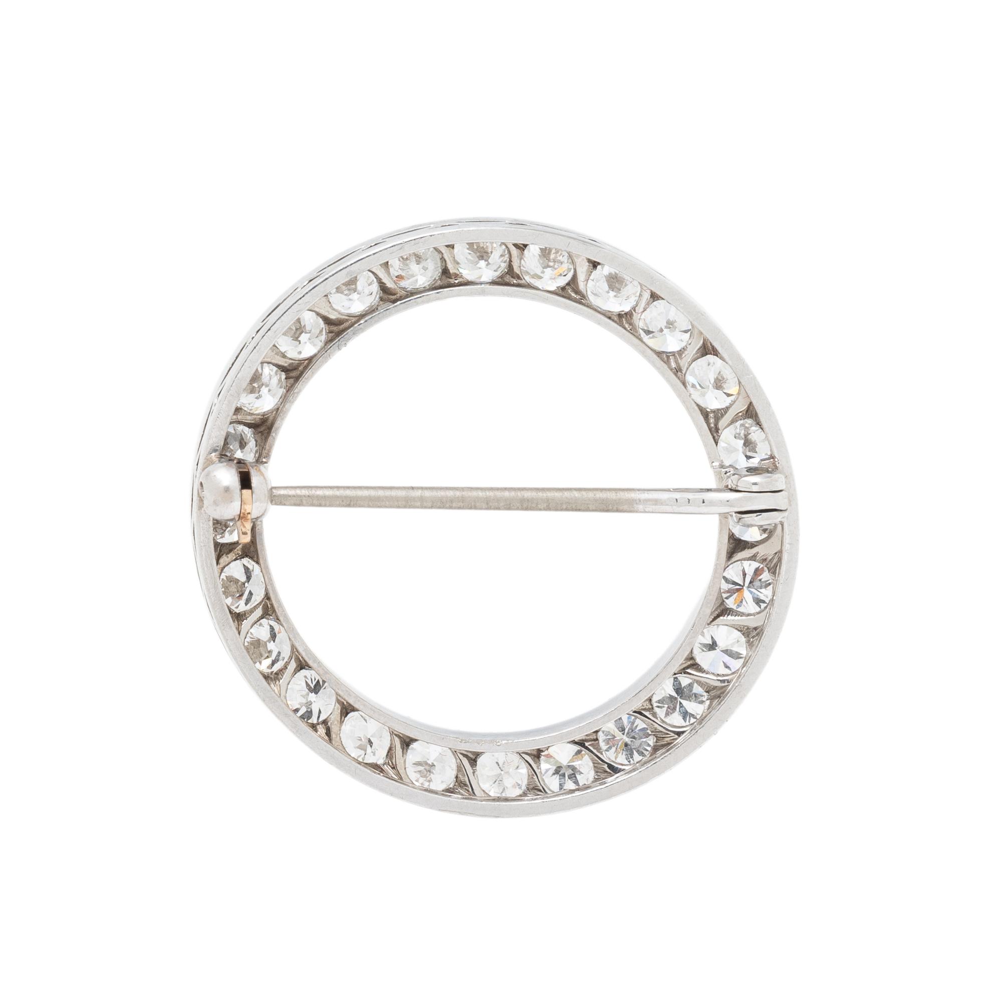 PLATINUM AND DIAMOND CIRCLE BROOCH