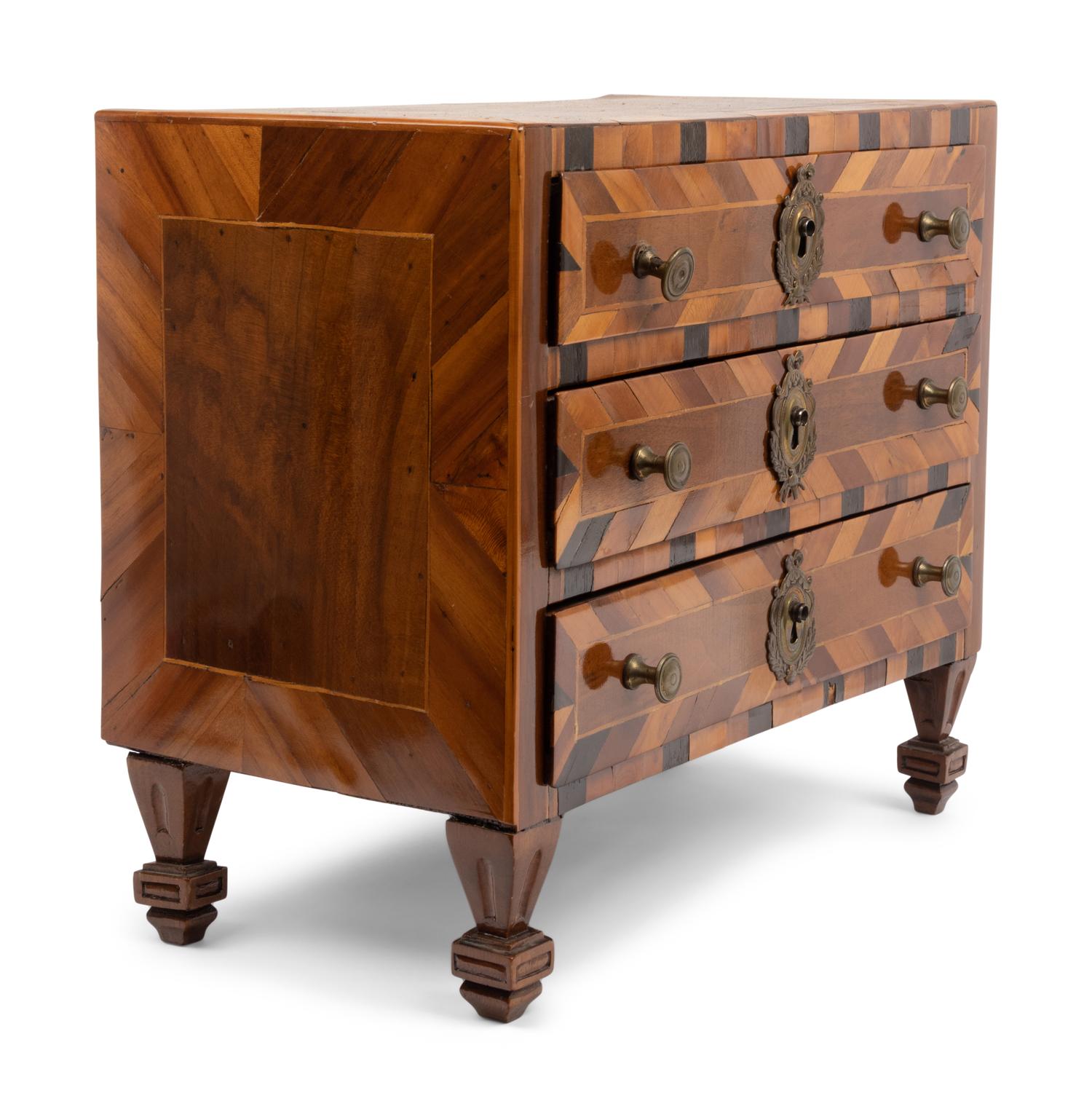 A Biedermeier Style Parquetry Diminutive Model of a Commode