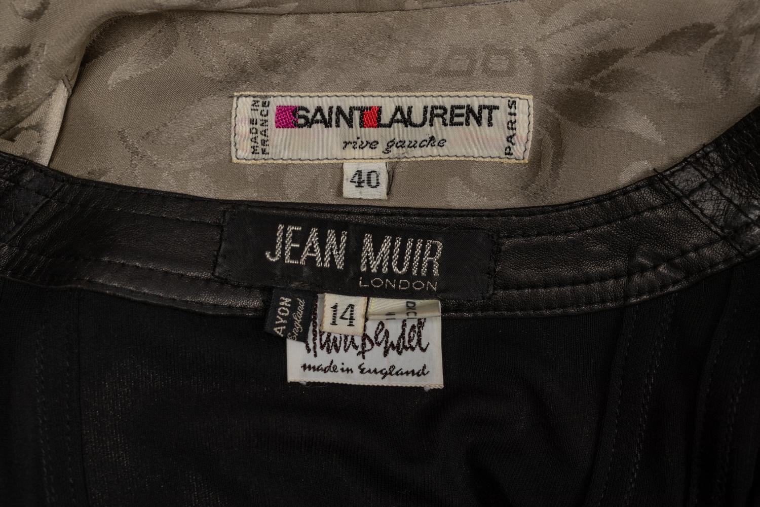 Saint Laurent Rive Gauche Dress and Jean Muir Dress, 1970-80s