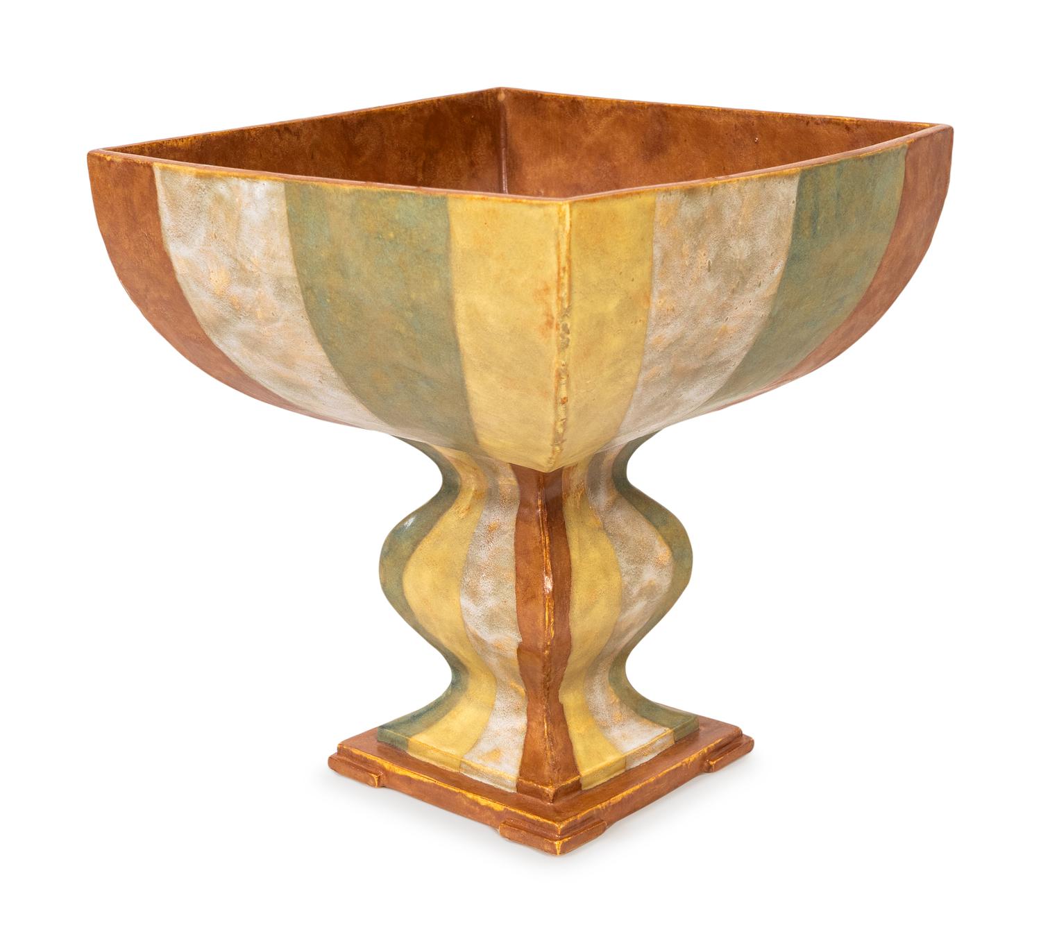 Large Roman Stripe Pedestal Bowl