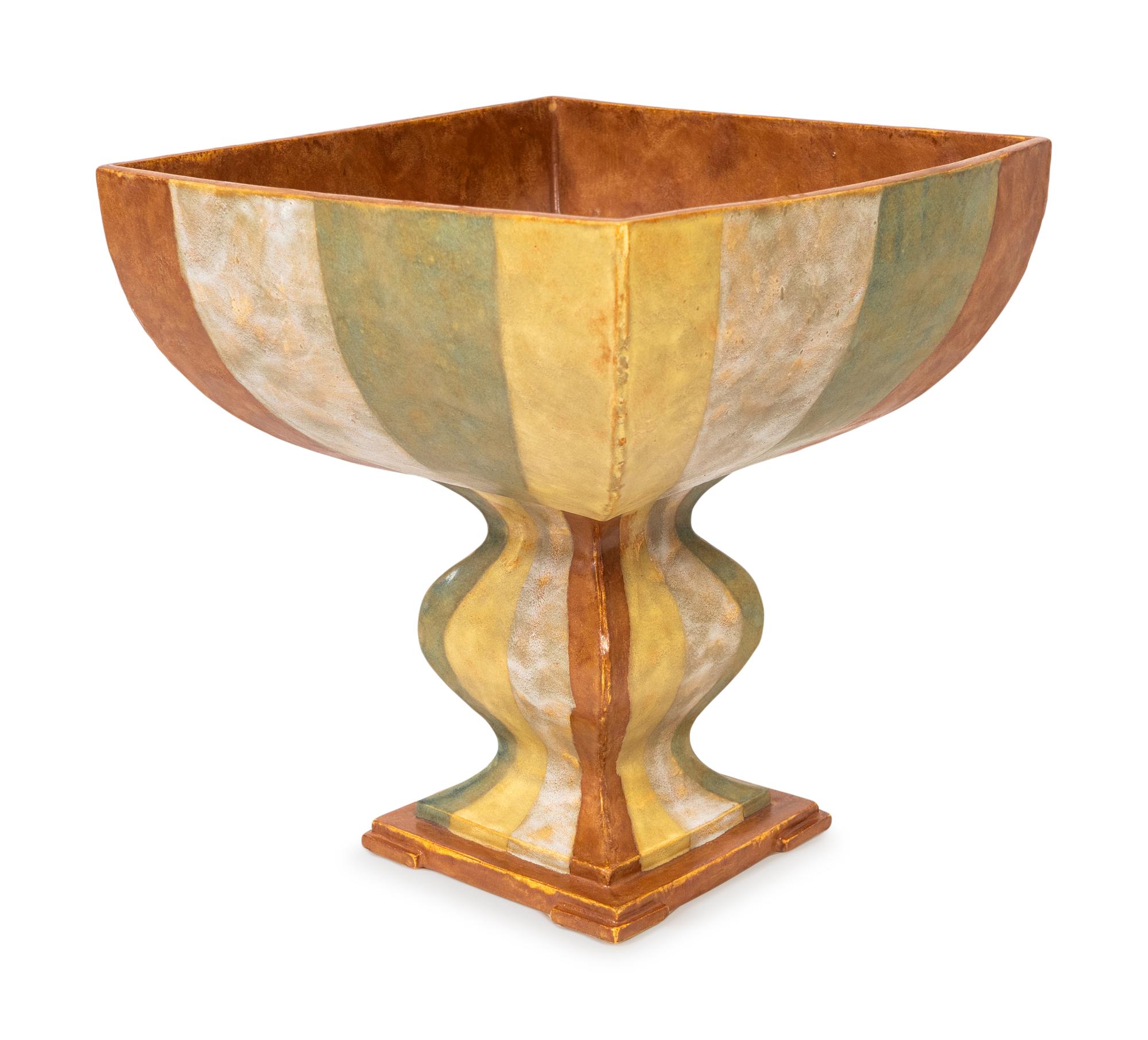Large Roman Stripe Pedestal Bowl