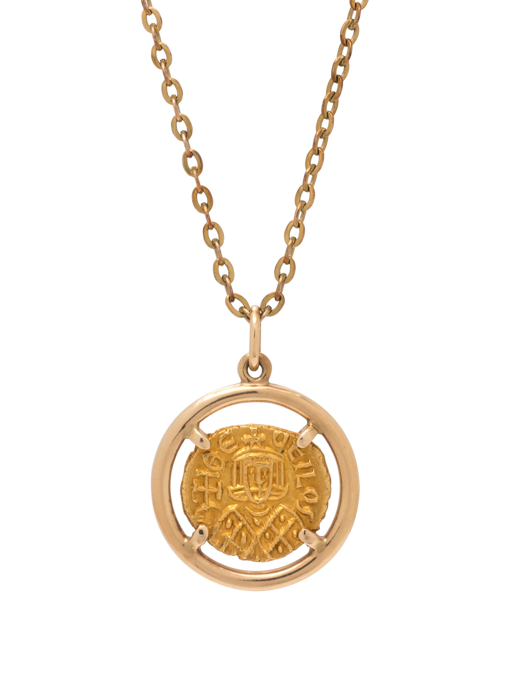 YELLOW GOLD AND BYZANTINE 1 SOLIDUS COIN PENDANT