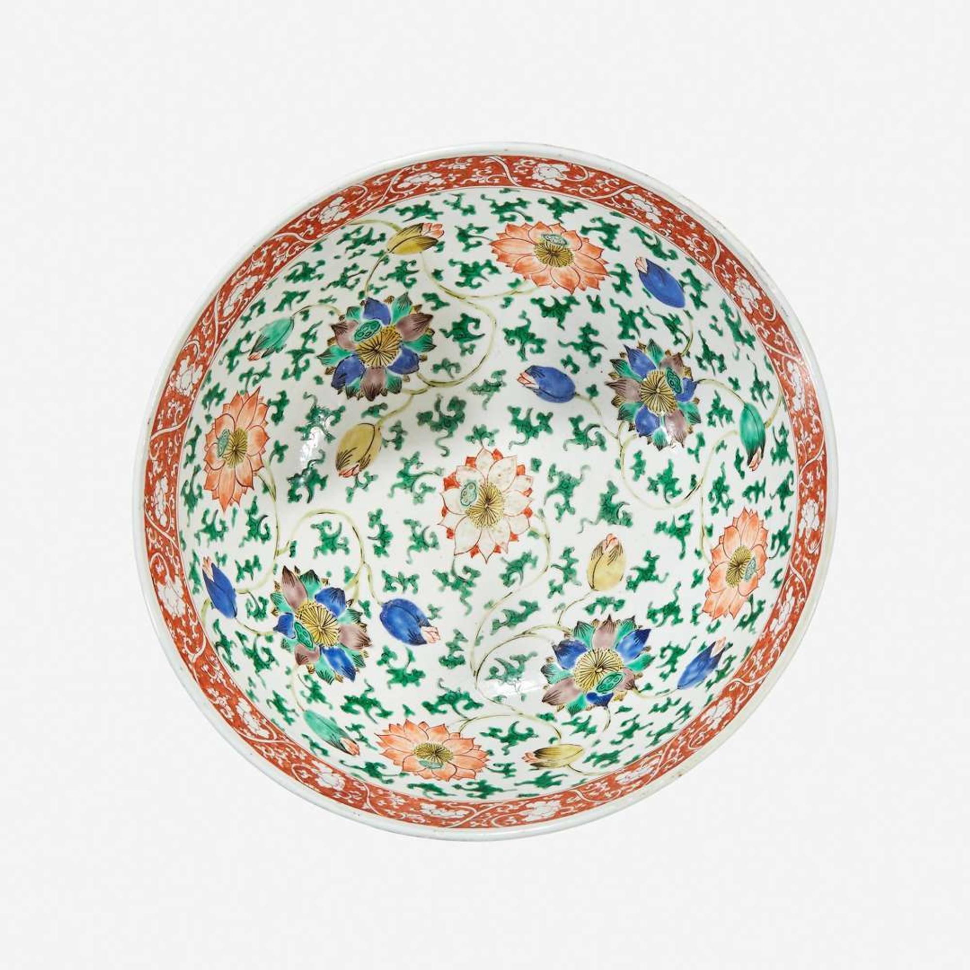 A Chinese famille verte-decorated porcelain large bowl Kangxi period