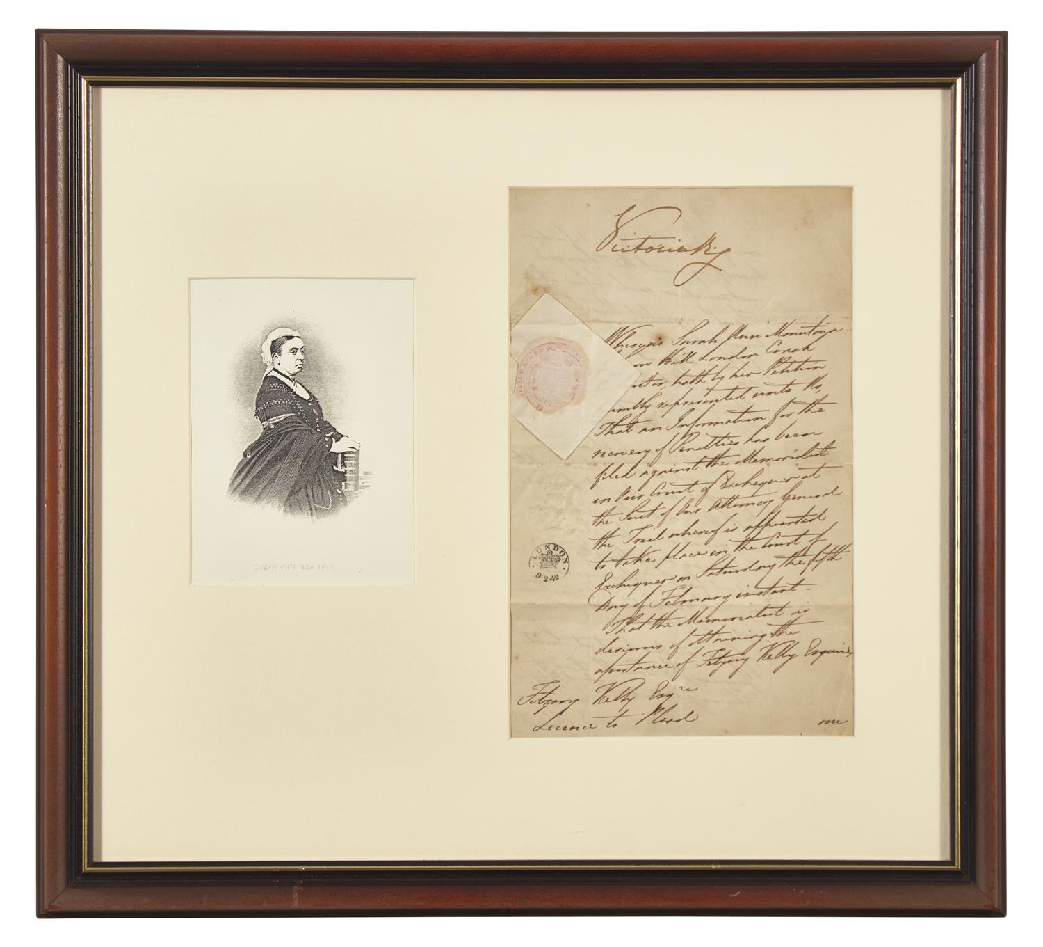[British Isles] Victoria, Queen. Manuscript Document, signed