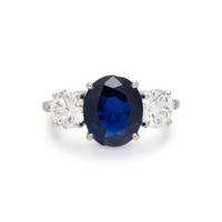BIRKS, SAPPHIRE, DIAMOND, AND PLATINUM RING