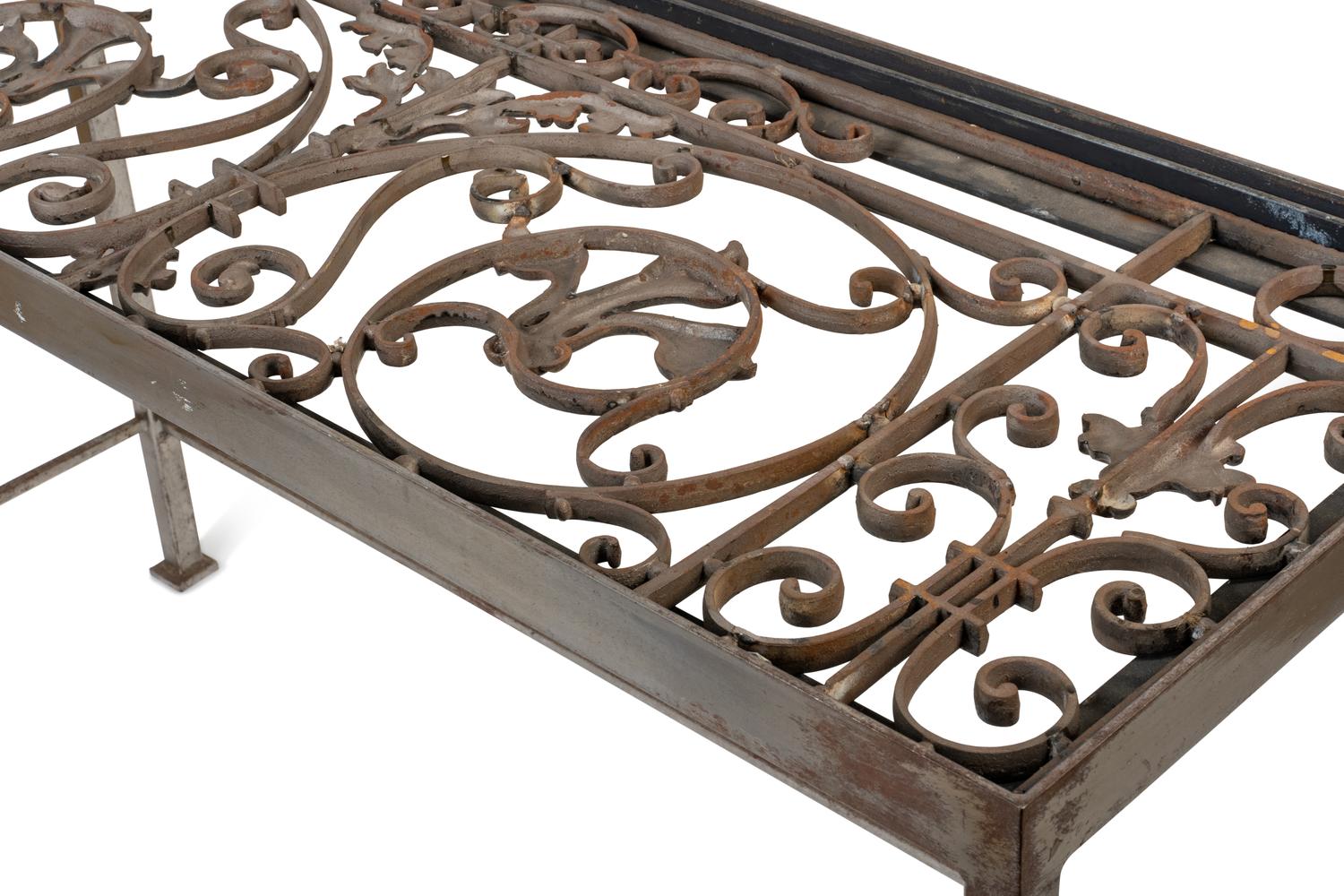 A Steel Console Table with a Cast Iron Grate-Inset Top — 20TH CENTURY