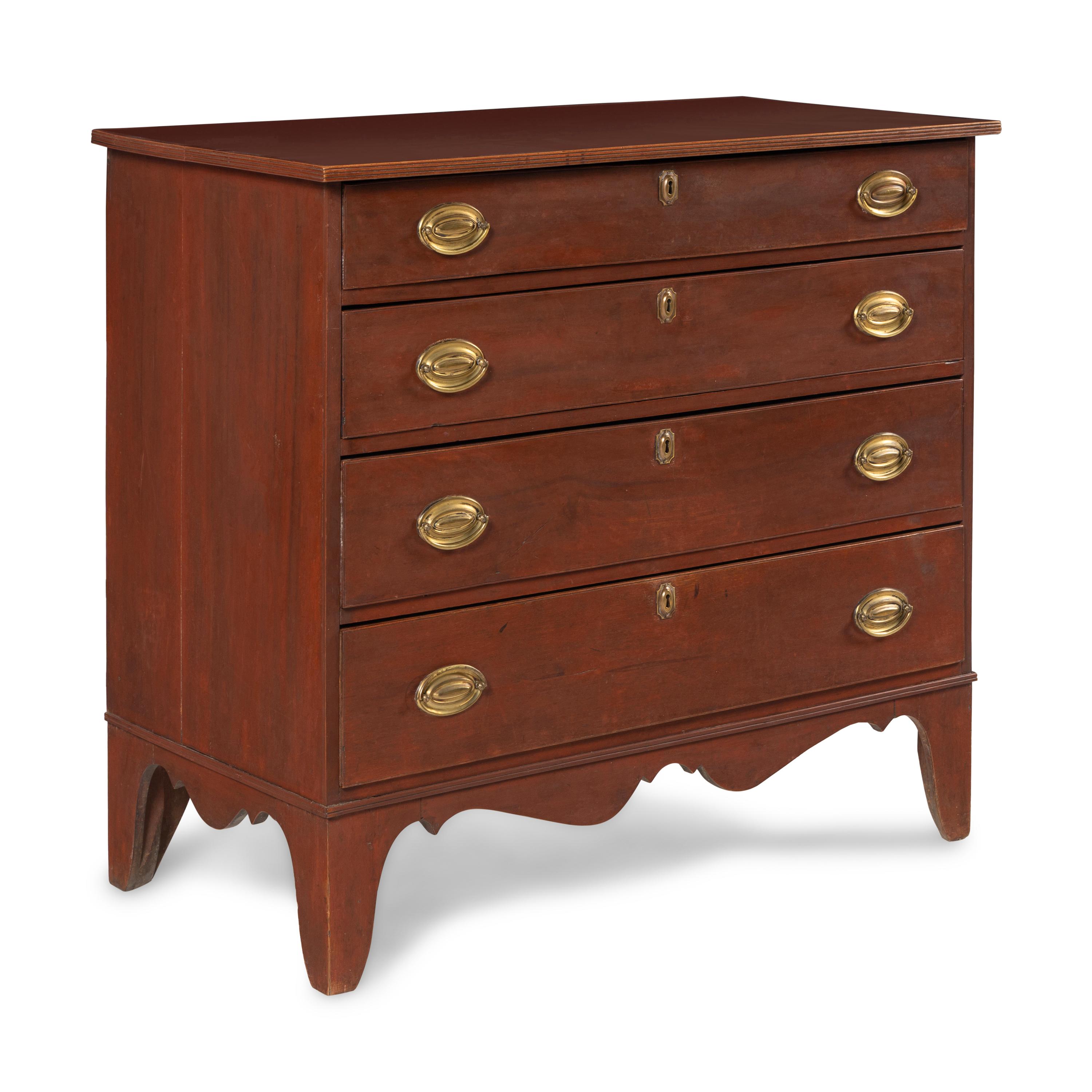 A Federal Stained Red Birch and Cherrywood Chest of Drawers