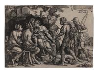 Three Soldiers and the Dog (together with three old master engravings)
