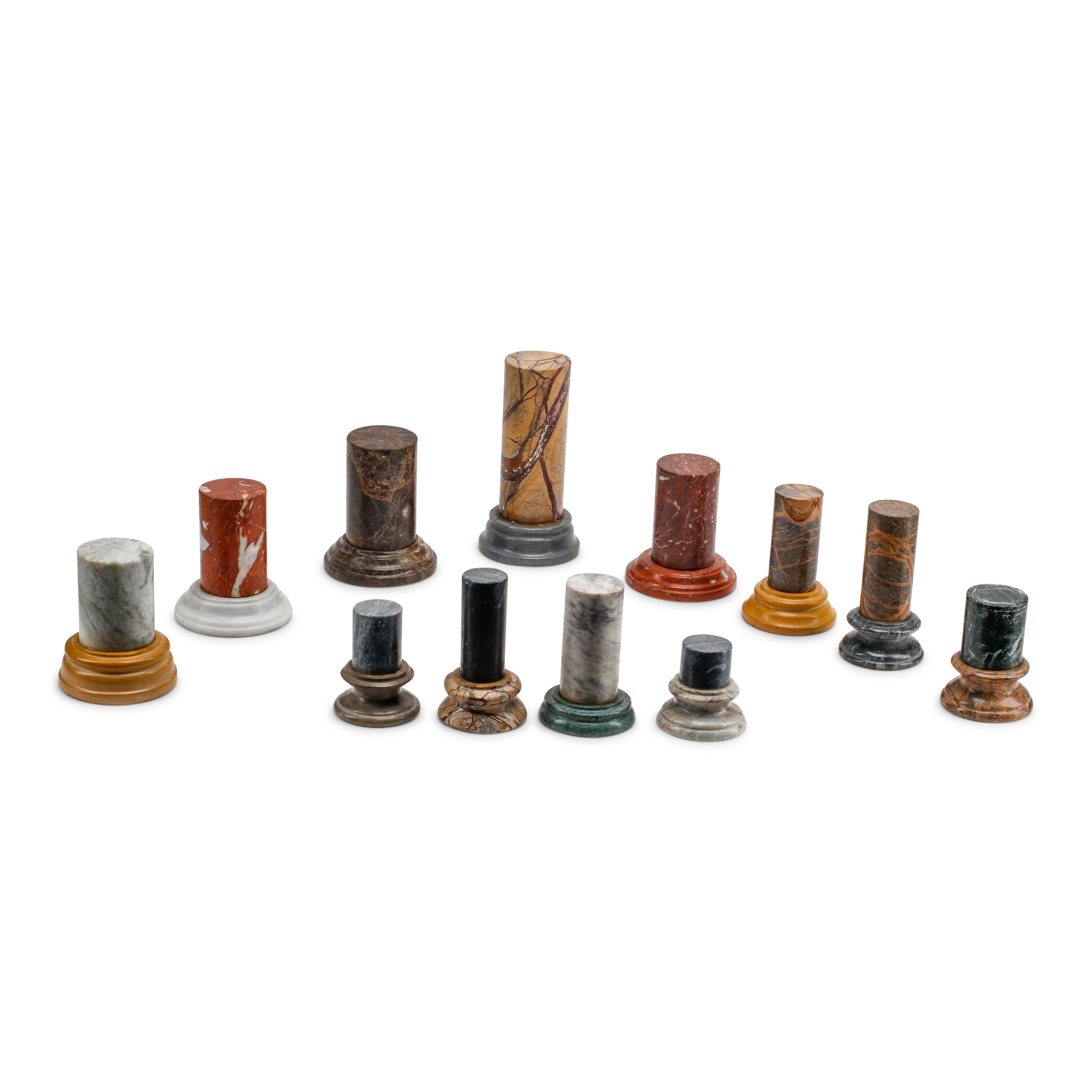 A Set of Twelve Italian Grand Tour Style Marble Models of Columns