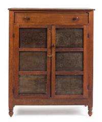An American Punched-Tin Inset Pie Safe Height 51 3/4 x width 41 3/4 x depth 18 inches. — 19TH CENTURY
