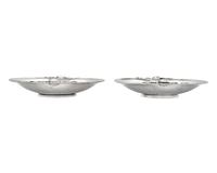 A Matched Pair of Georg Jensen Silver Blossom Pattern Dishes
