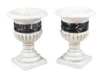 A Pair of Italian Carved Marble Urns