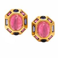 Verdura, 'Byzantine', Yellow Gold and Multigem Earrings