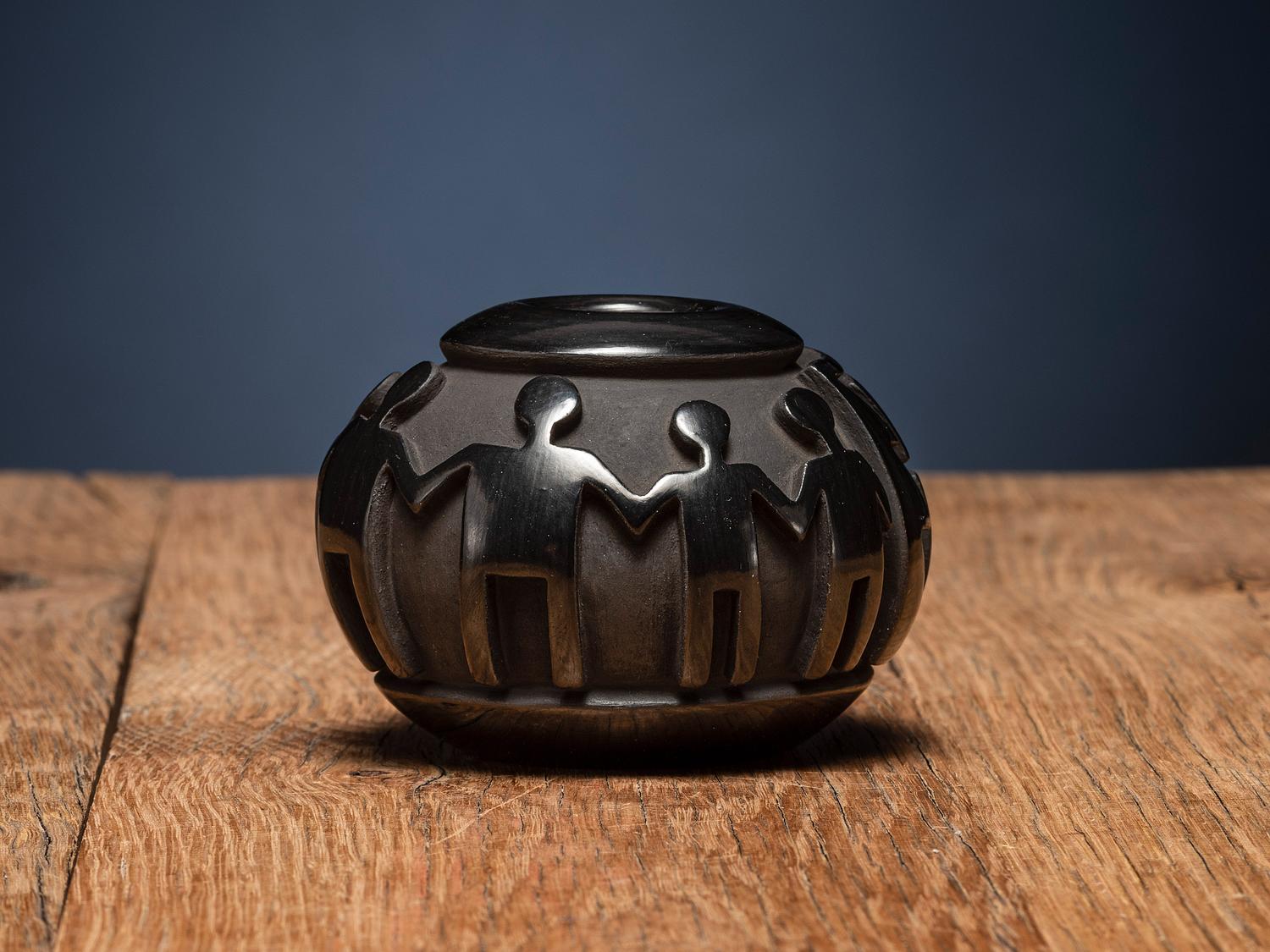 Carved Blackware Friendship Jar