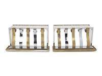 A Pair of French Chrome, Brass and Glass Five-Light Sconces