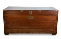 An English Campaign Style Walnut Traveling Chest — 20TH CENTURY