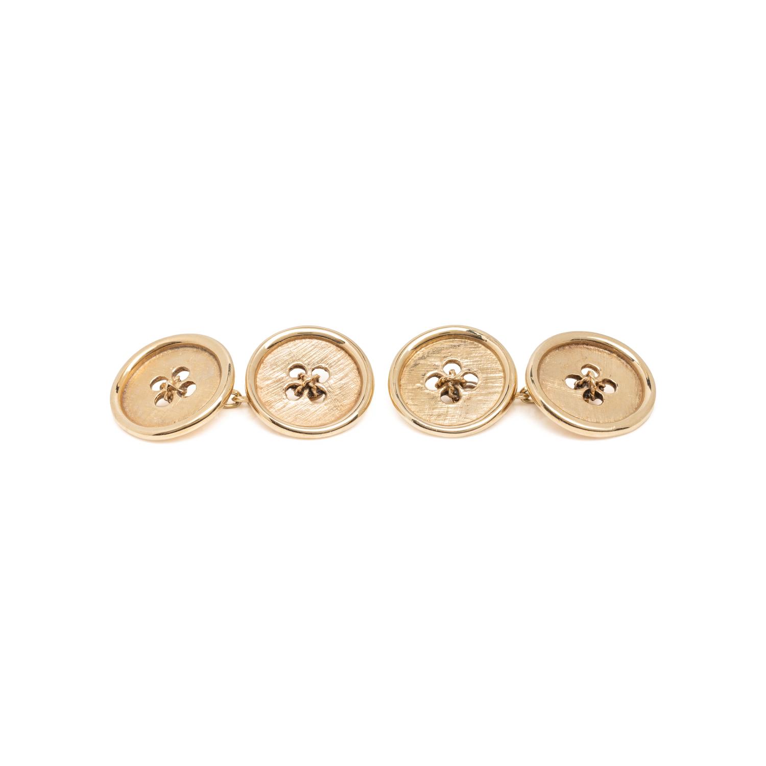 YELLOW GOLD BUTTON CUFFLINKS