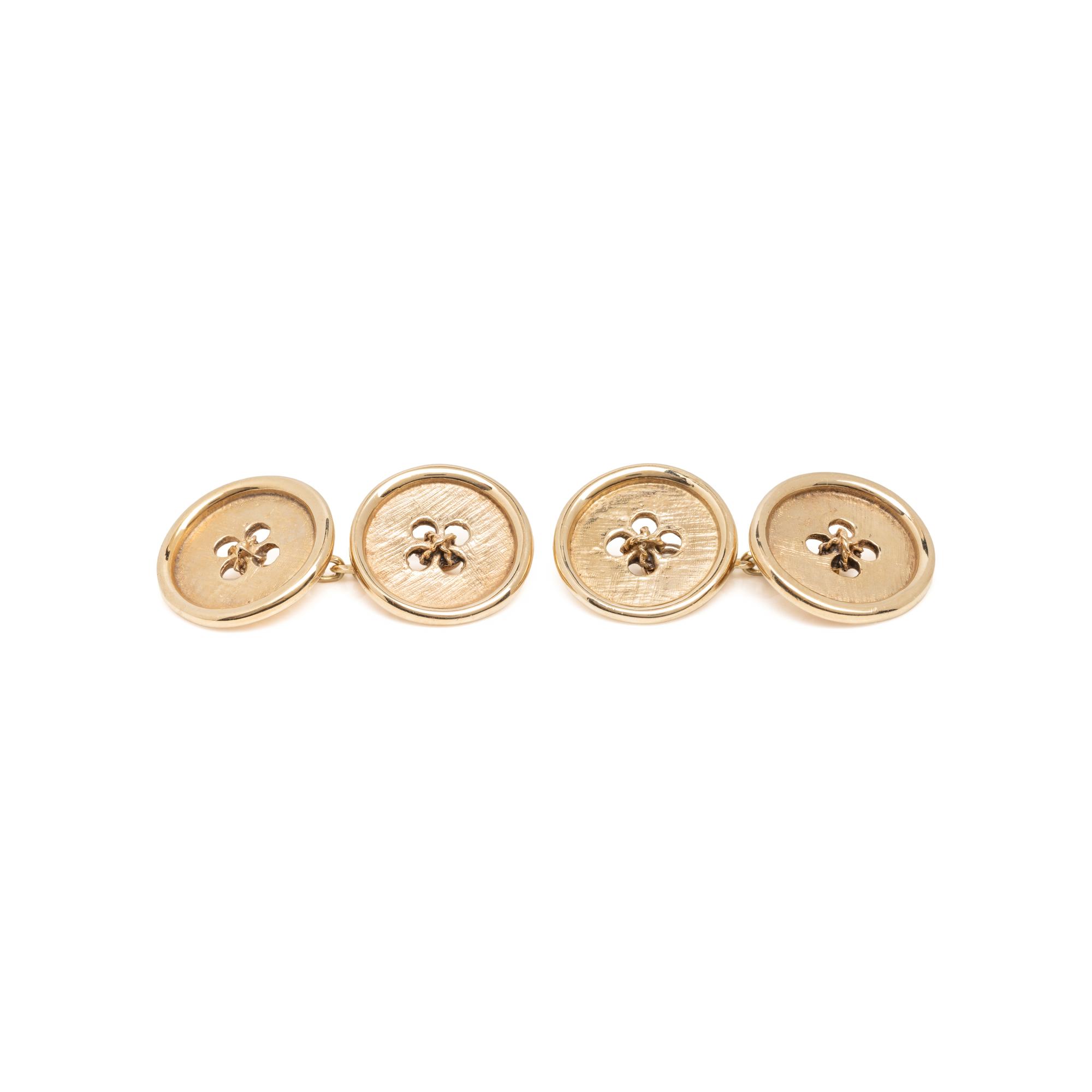 YELLOW GOLD BUTTON CUFFLINKS
