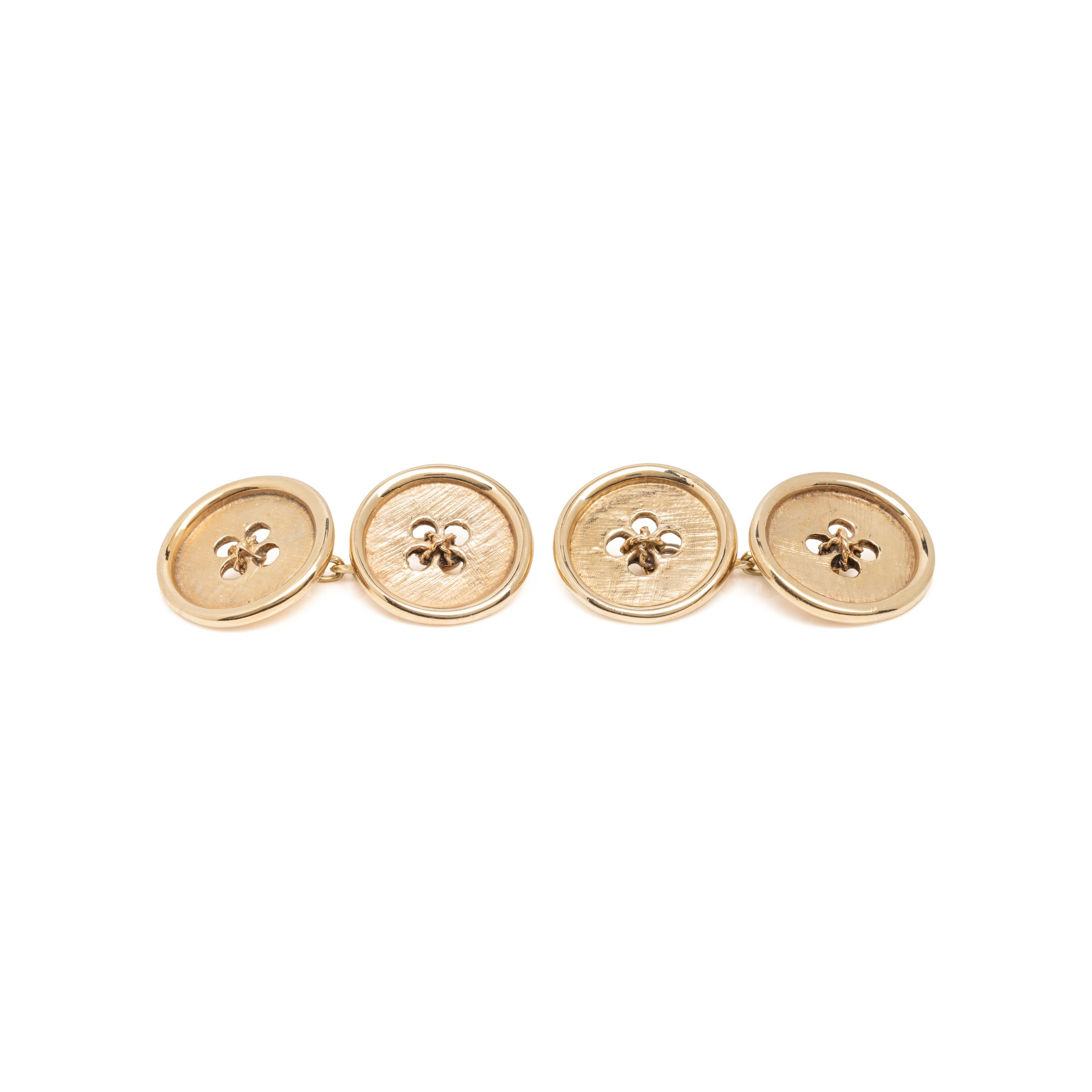 YELLOW GOLD BUTTON CUFFLINKS