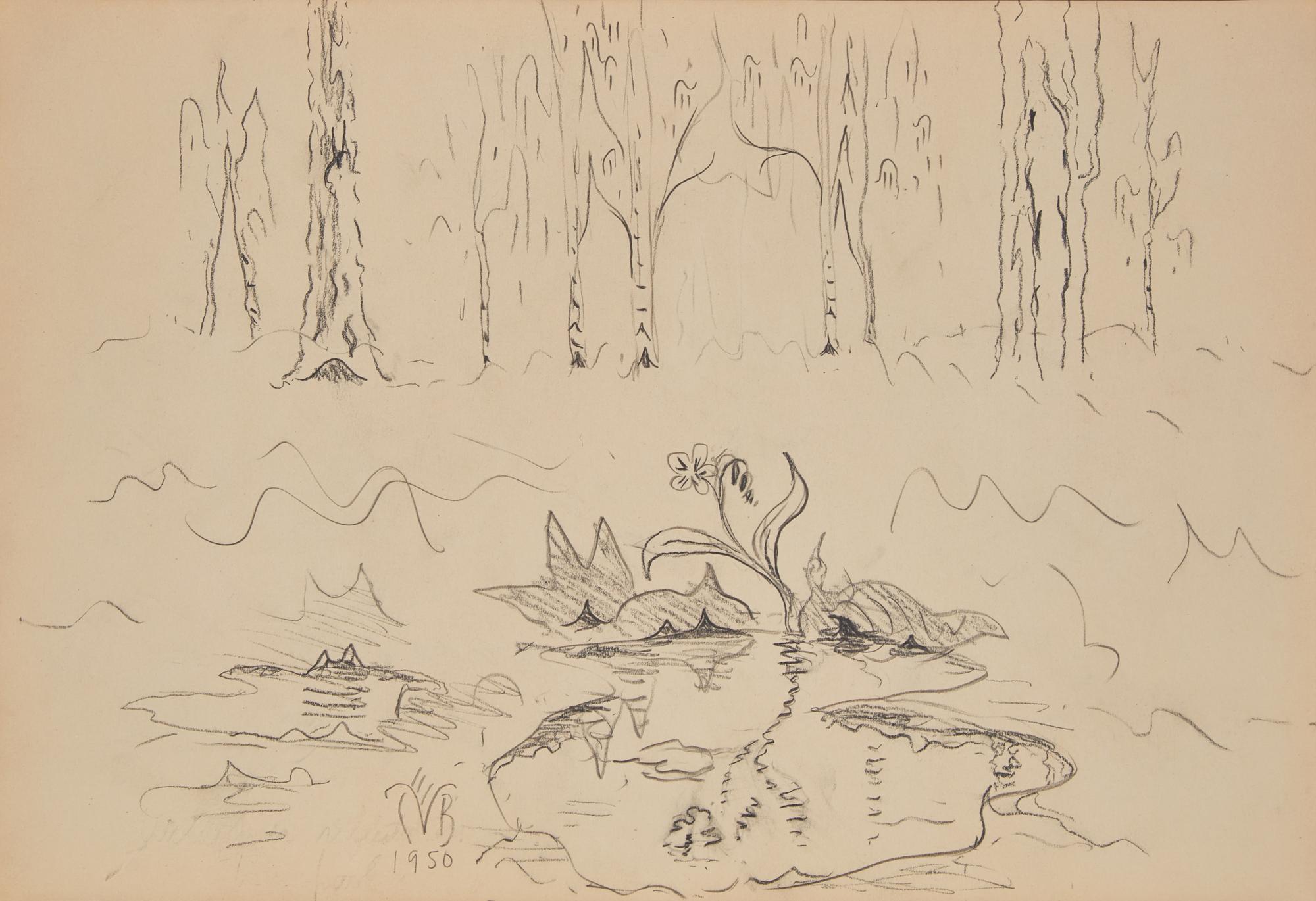 Charles Burchfield (American, 1893-1967) — Skunk Cabbage , 1950