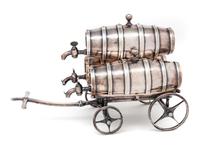 A Victorian Novelty Silver-Plate Triple Spirit Barrel Trolley