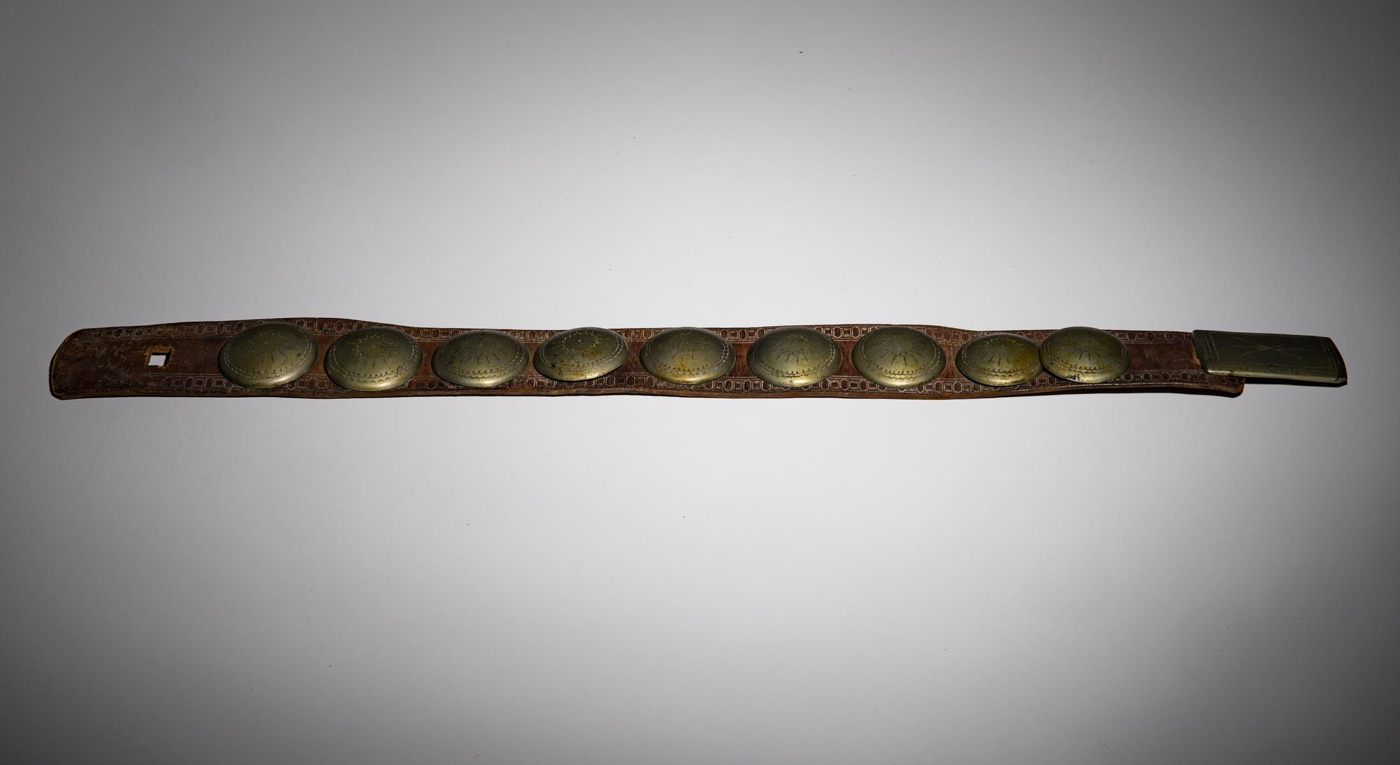 Southern Plains Tooled Belt, with German Silver Conchas
