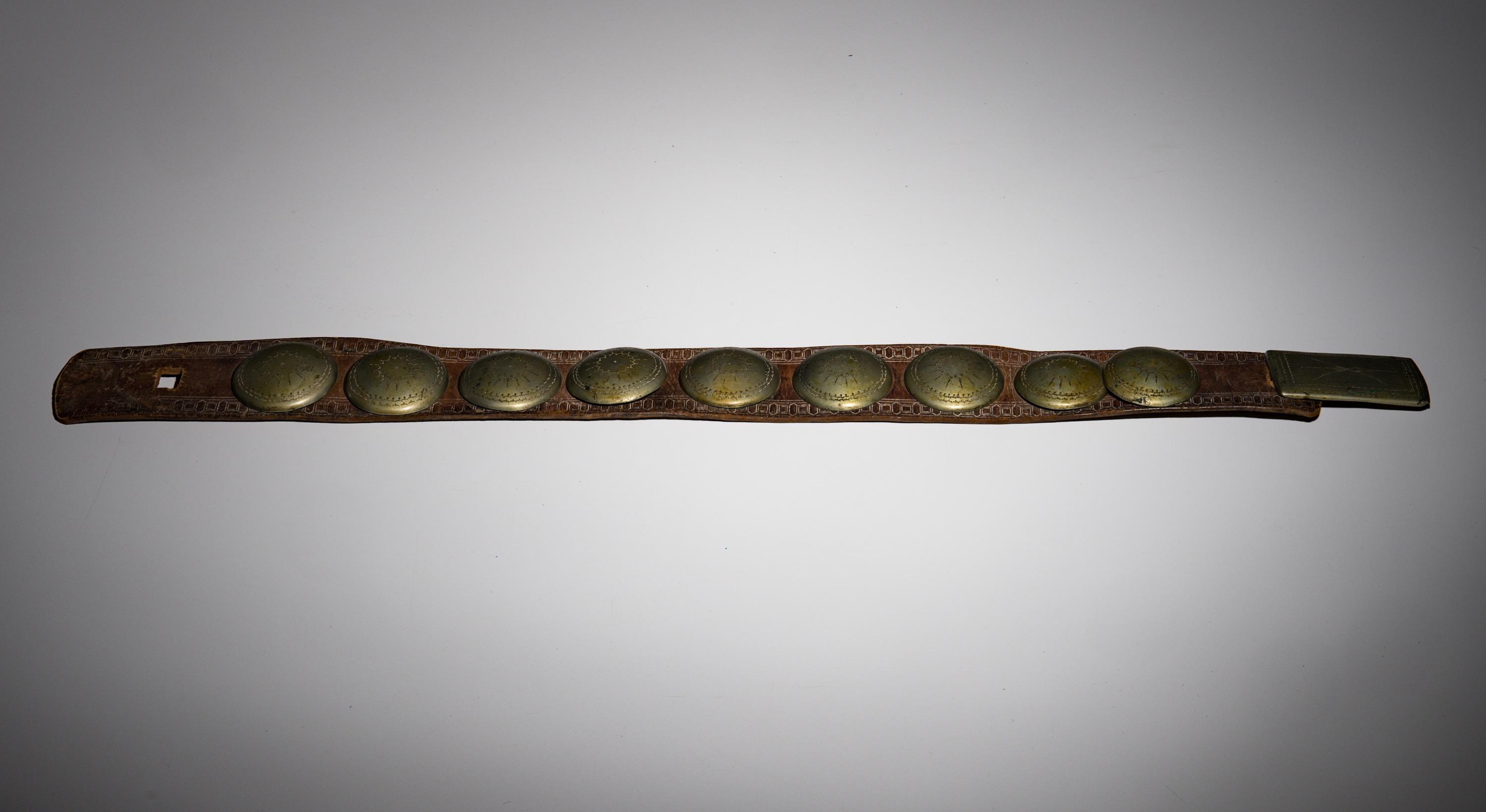 Southern Plains Tooled Belt, with German Silver Conchas