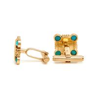 YELLOW GOLD AND TURQUOISE CUFFLINKS
