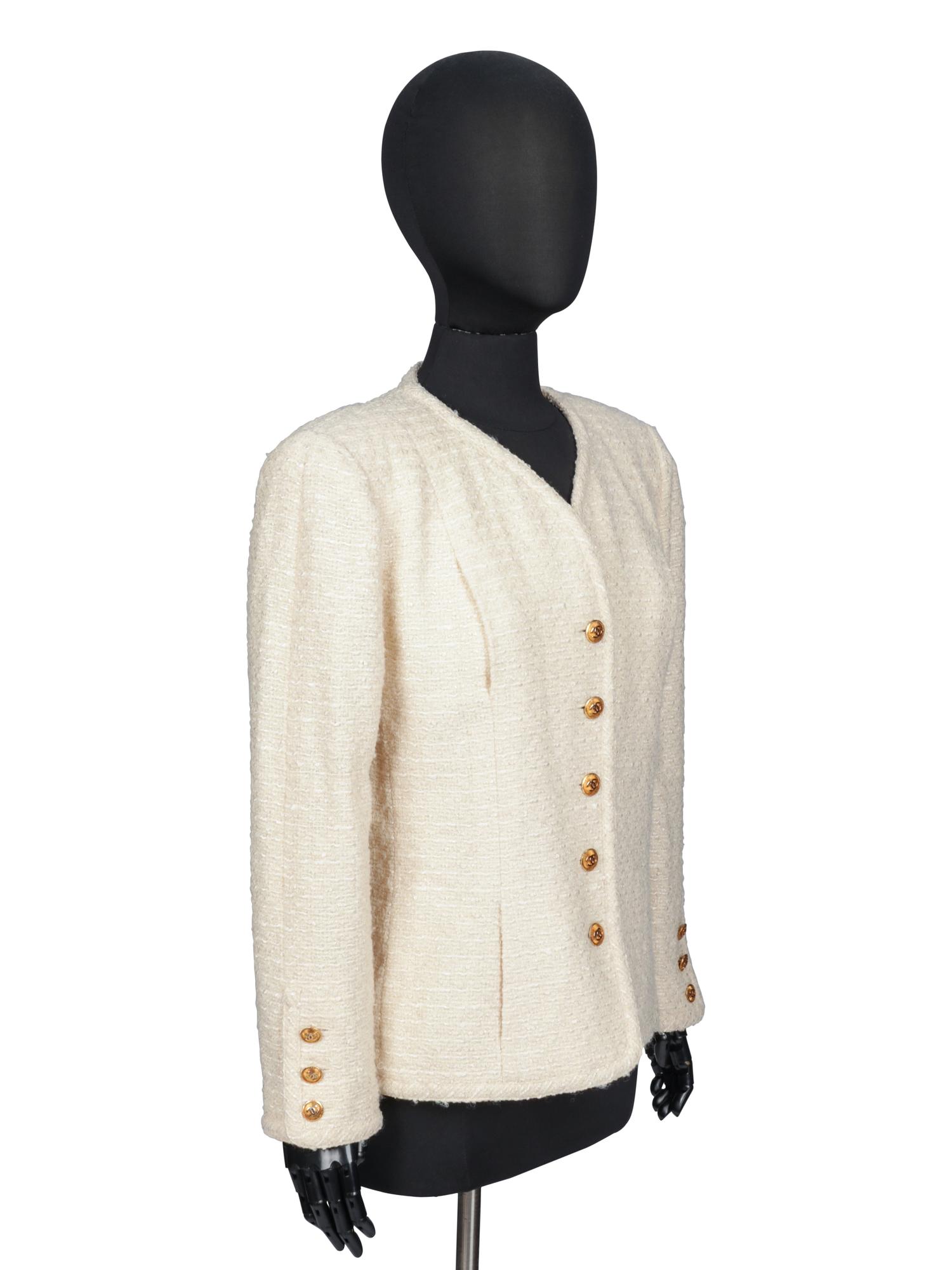 CHANEL, CREAM TWEED JACKET