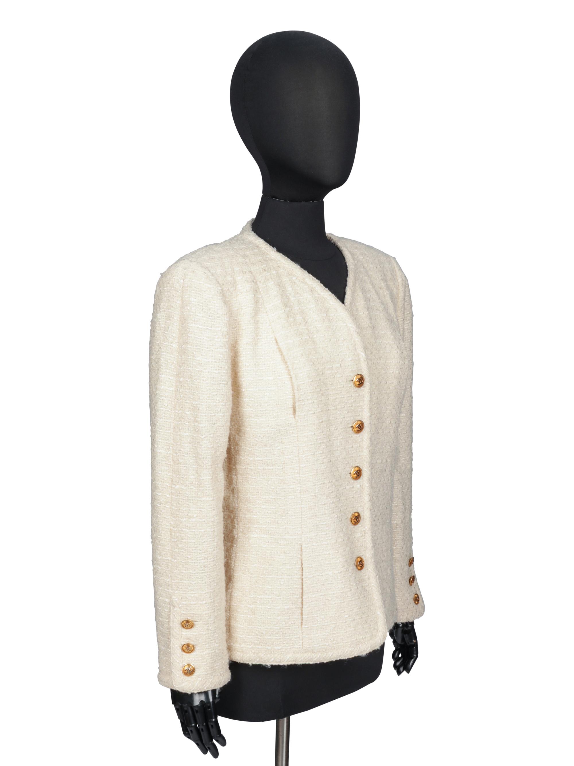 CHANEL, CREAM TWEED JACKET