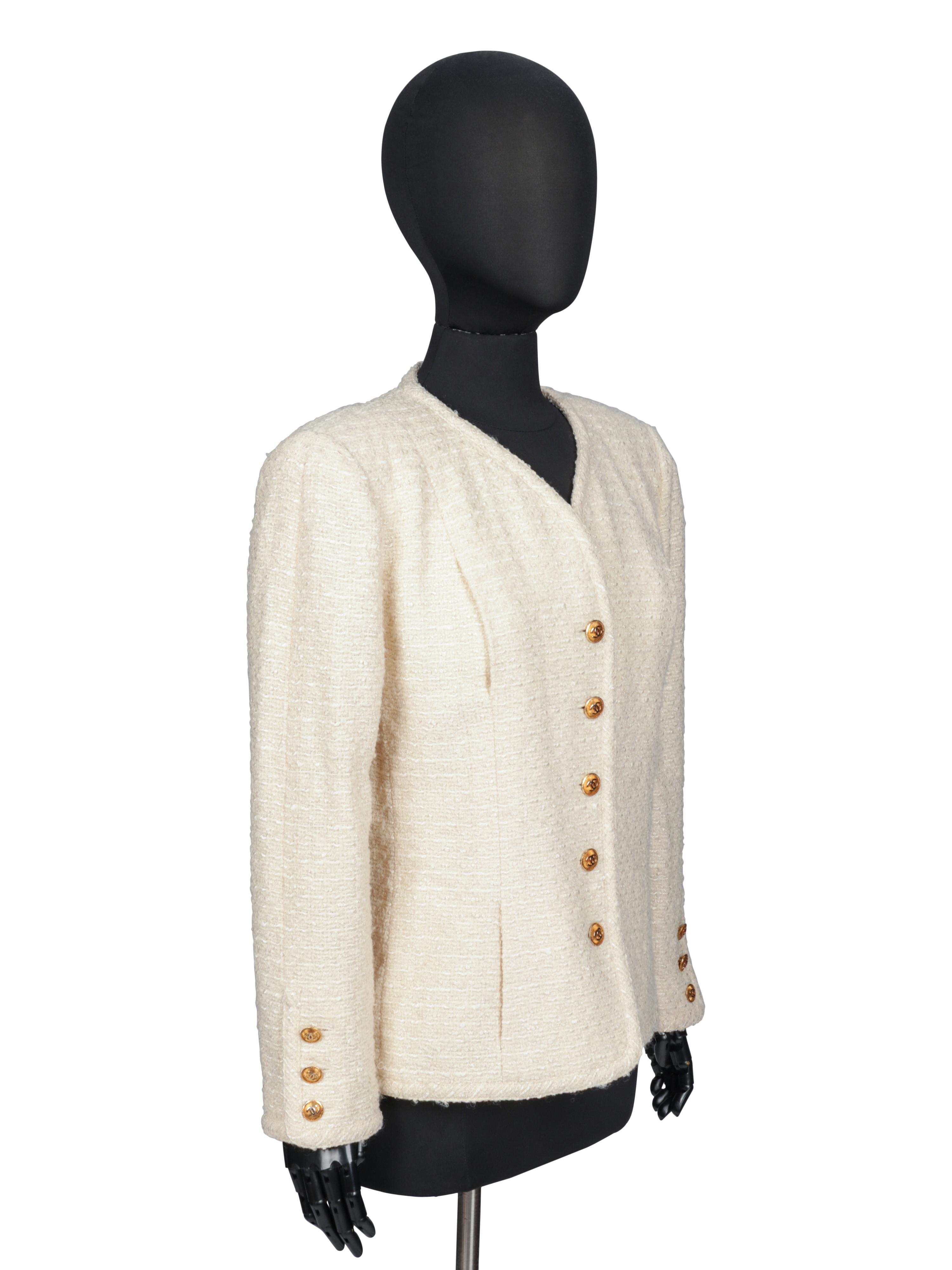 CHANEL, CREAM TWEED JACKET