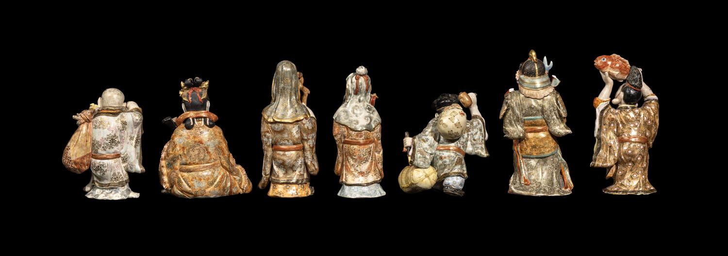 A Set of Seven Japanese Satsuma Figures of Immortals