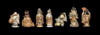 A Set of Seven Japanese Satsuma Figures of Immortals