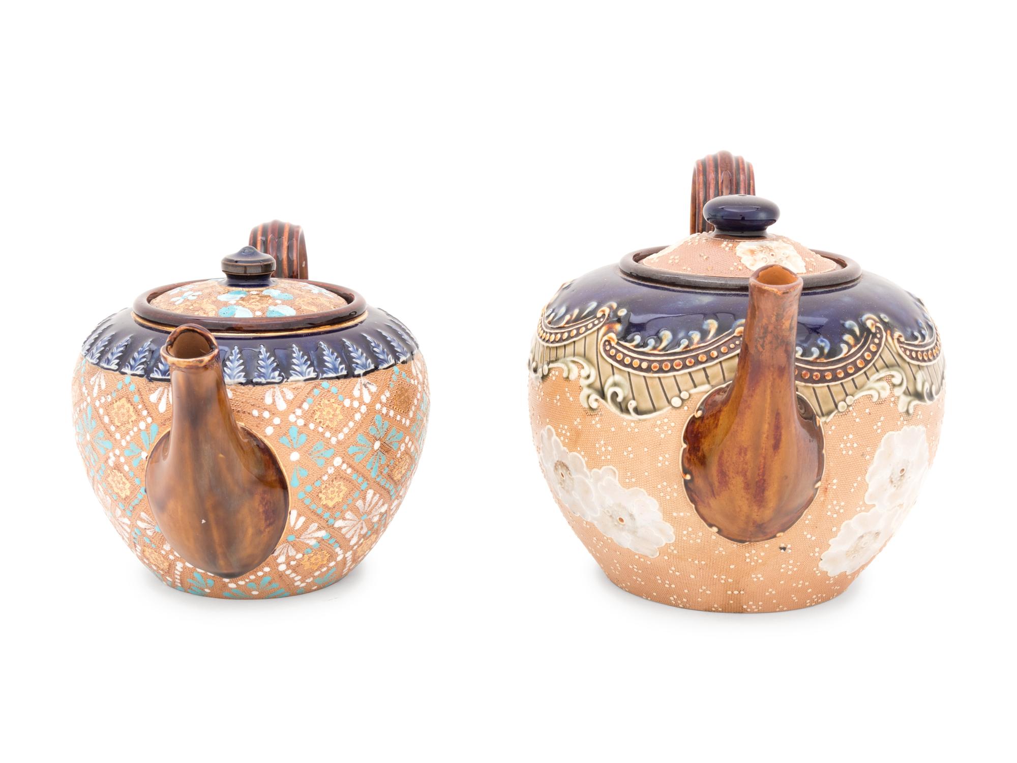Two Doulton Lambeth Stoneware Teapots