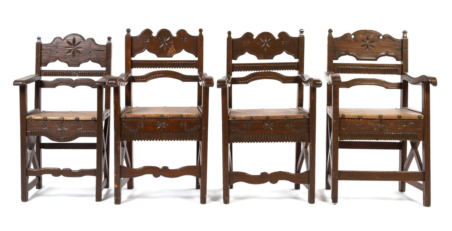 An Assembled Set of Four Italian Armchairs Height 37 1/4 inches. — 18TH CENTURY