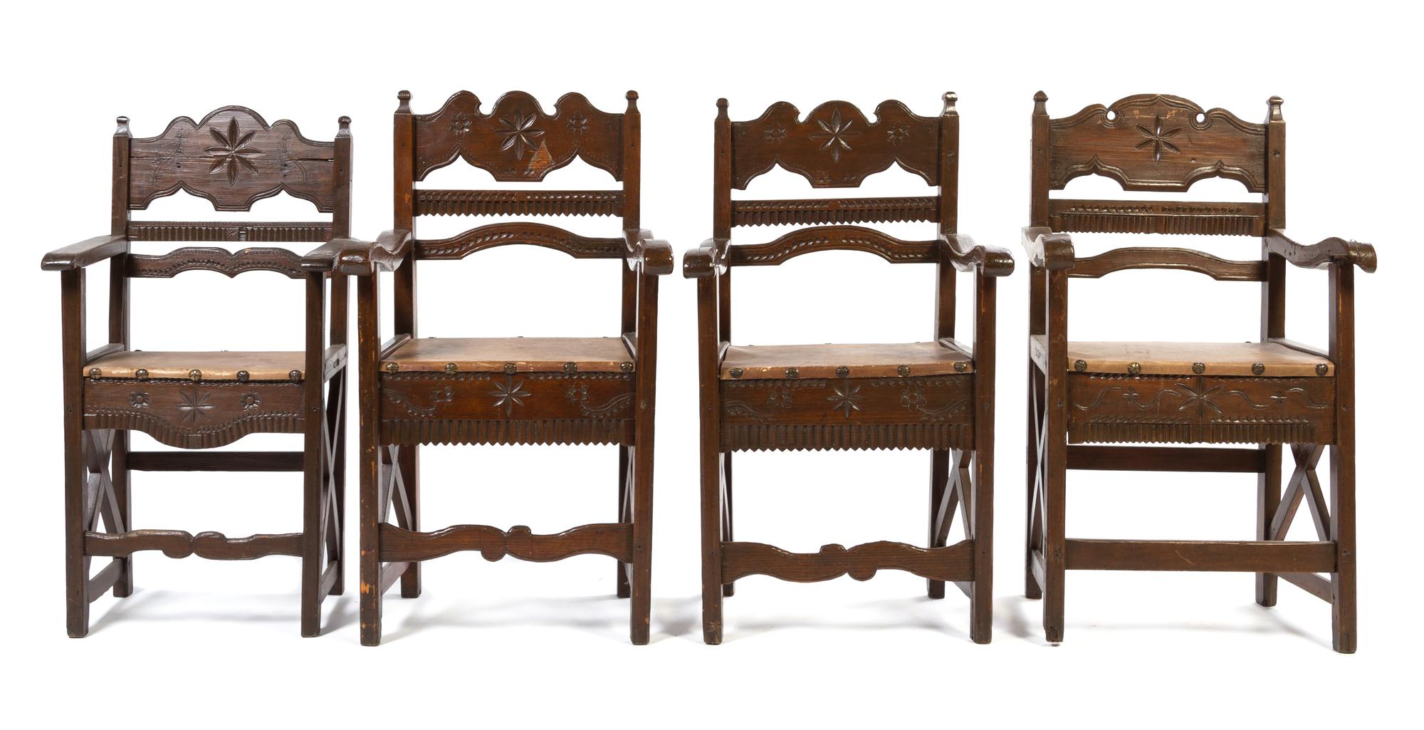 An Assembled Set of Four Italian Armchairs Height 37 1/4 inches. — 18TH CENTURY