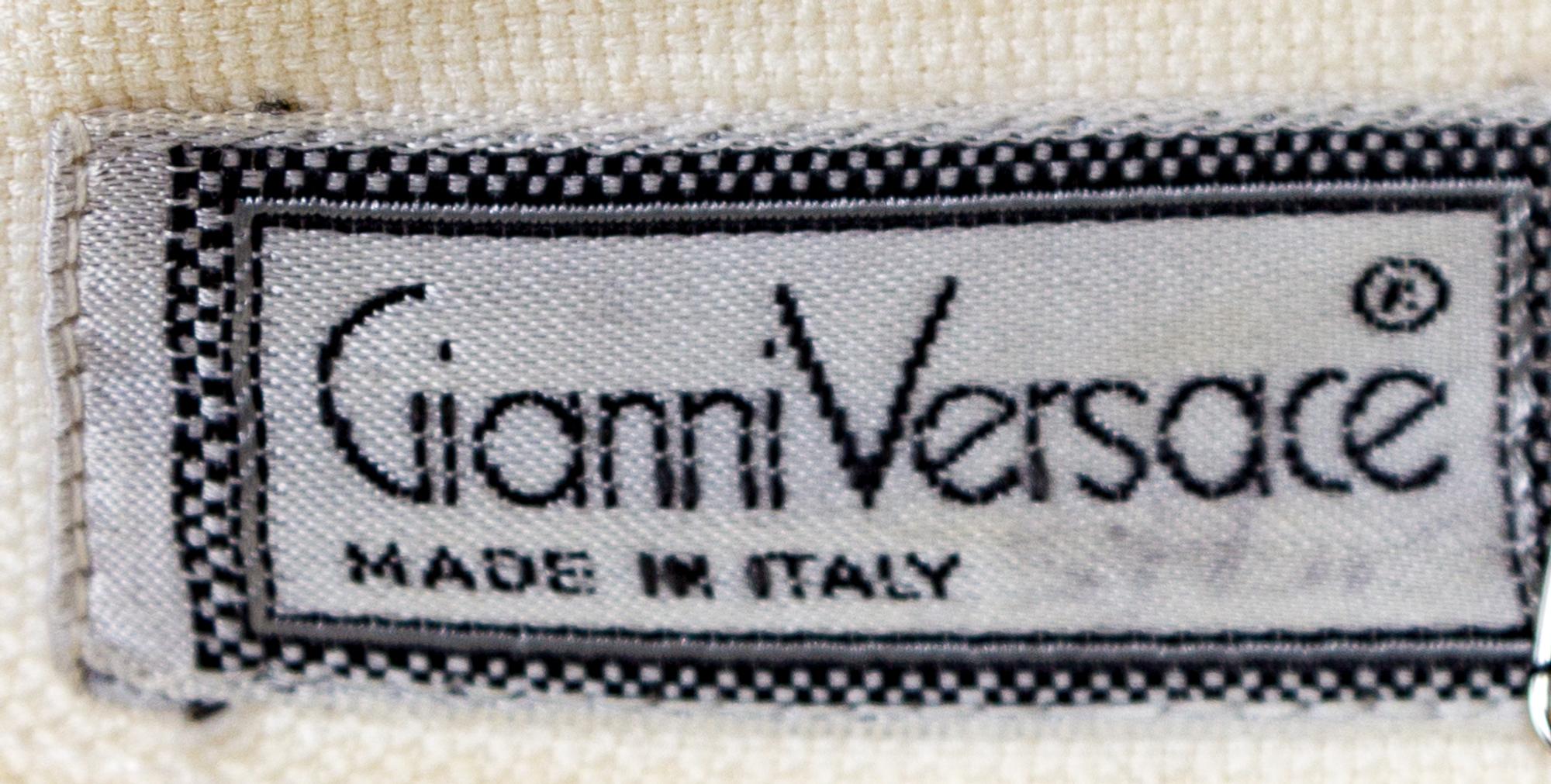 A Gianni Versace Cream Linen Western Embellished Shirt, Size 52.