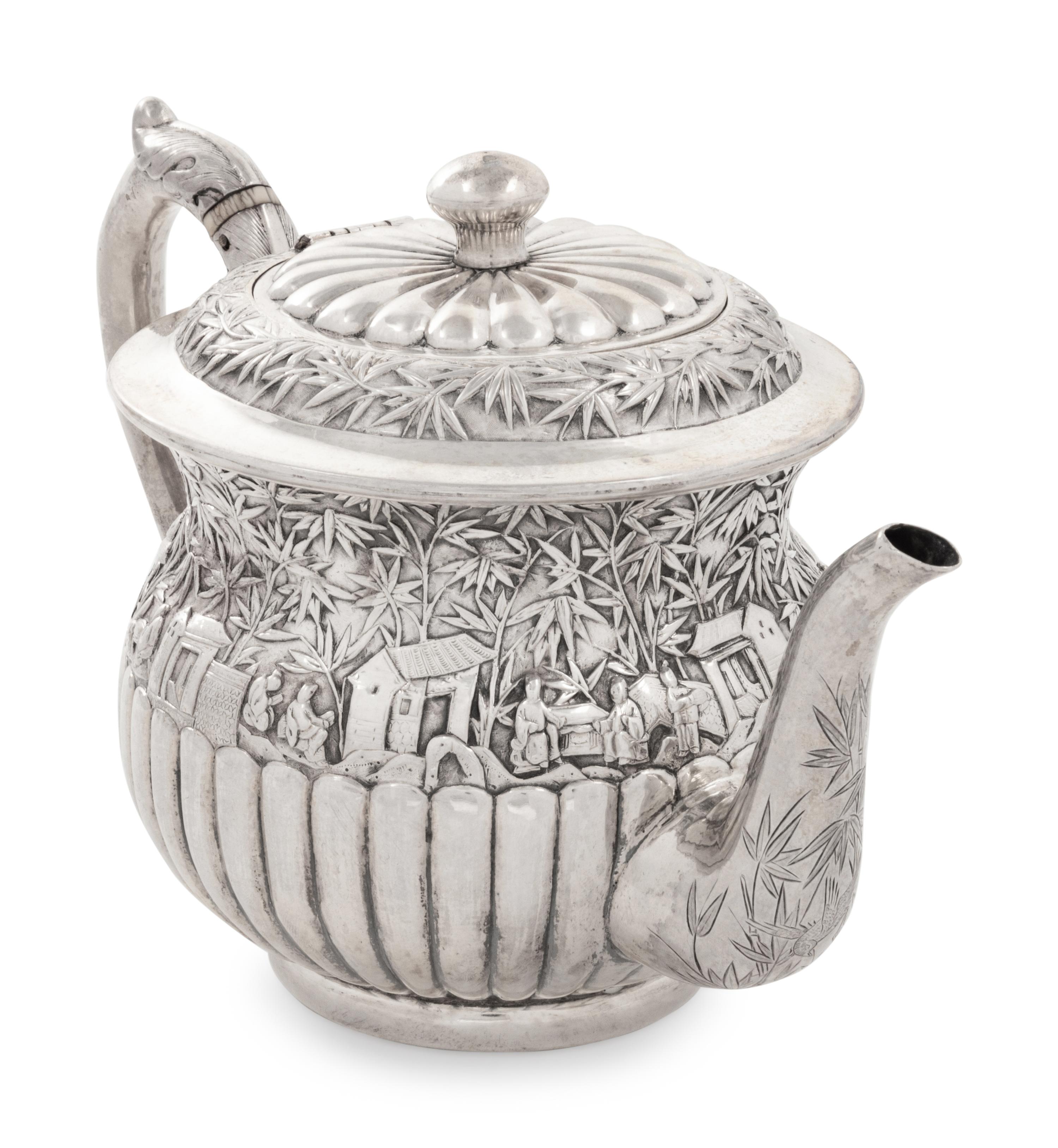A Chinese Export Silver Teapot