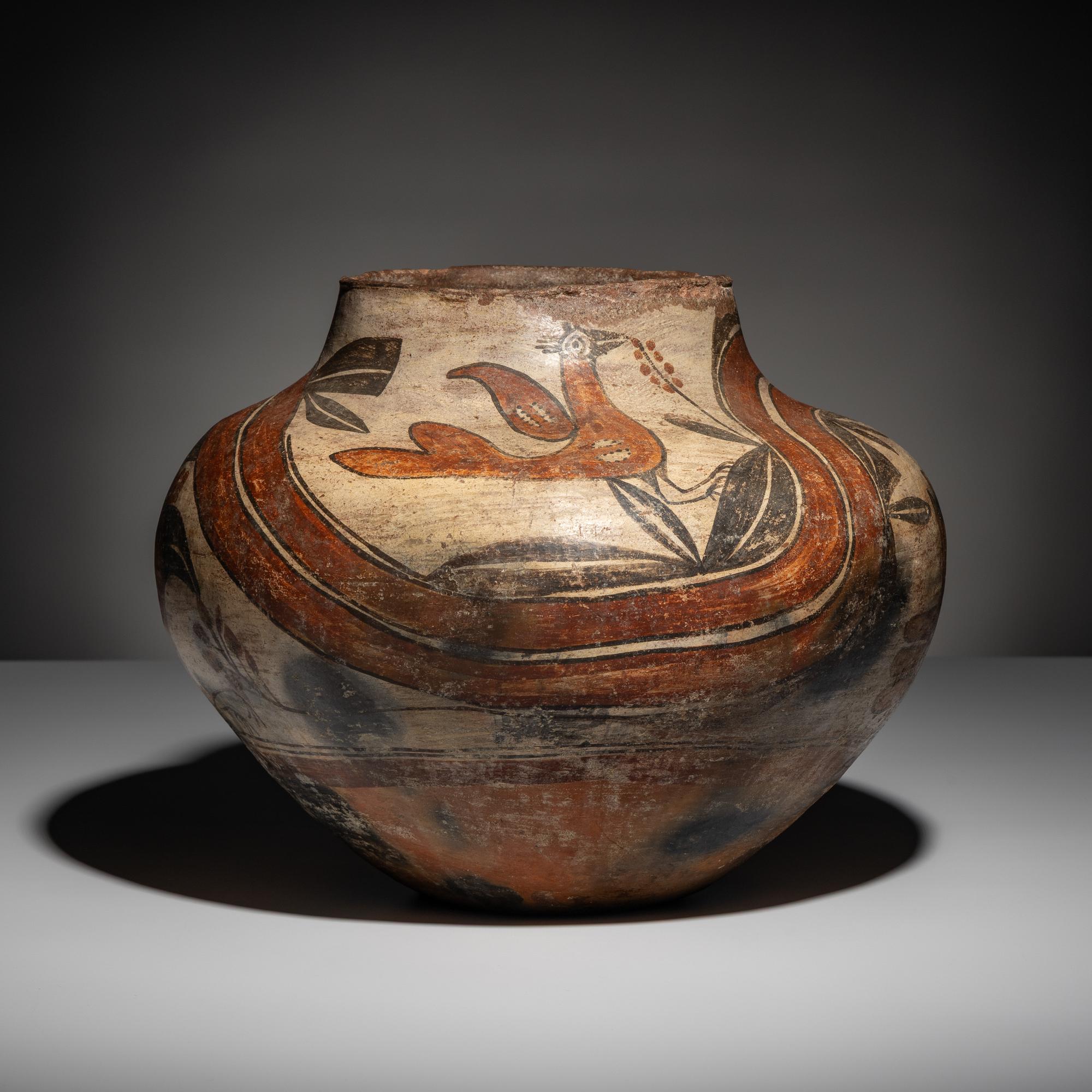 Zia Pottery Olla, with Parrots