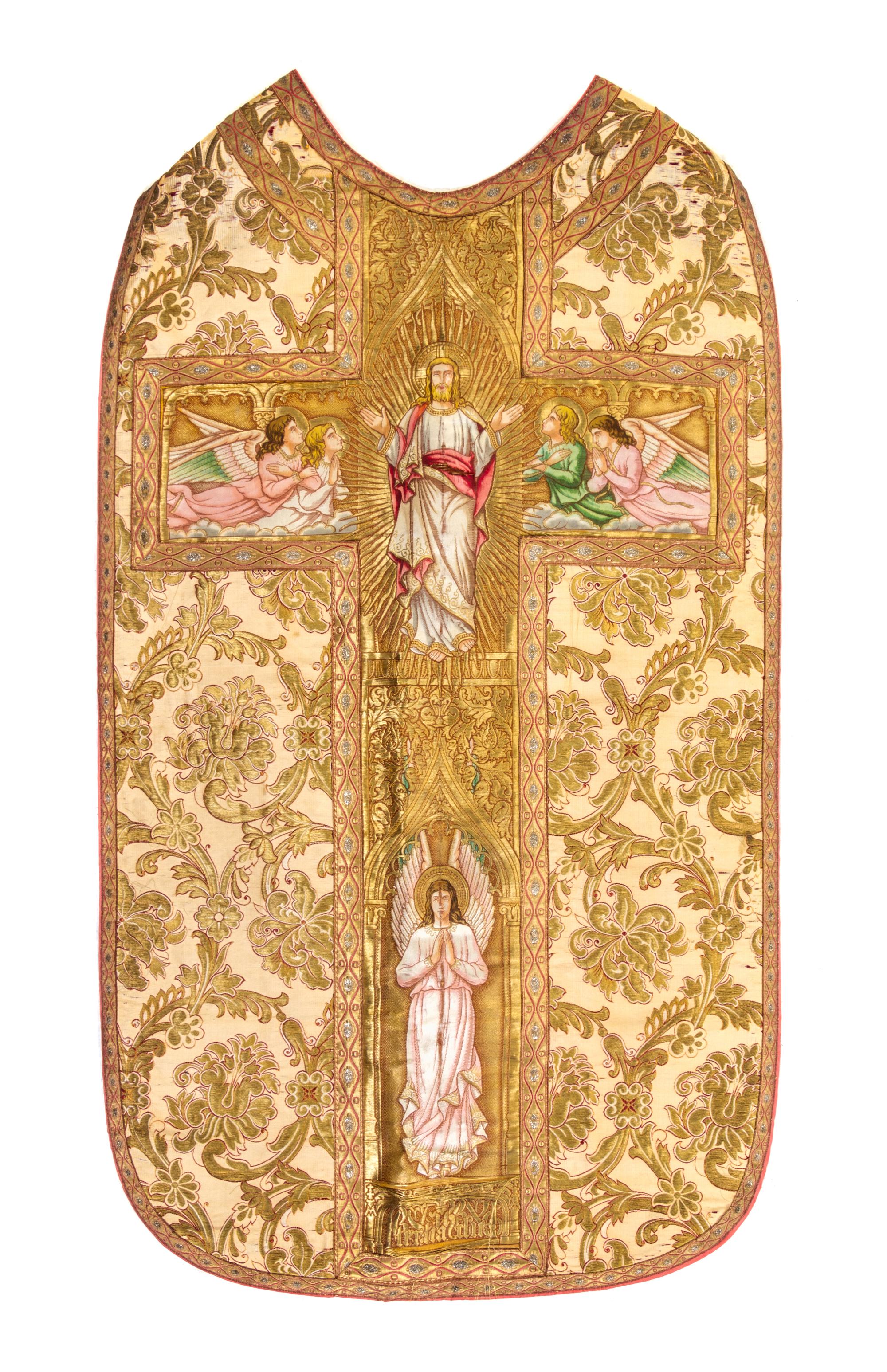 A Metallic Thread Embroidered Vestment Length 77 1/4 x width 26 inches. — FIRST HALF 20TH CENTURY