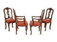A Suite of Fourteen Italian Baroque Style Walnut Dining Chairs — 19th Century